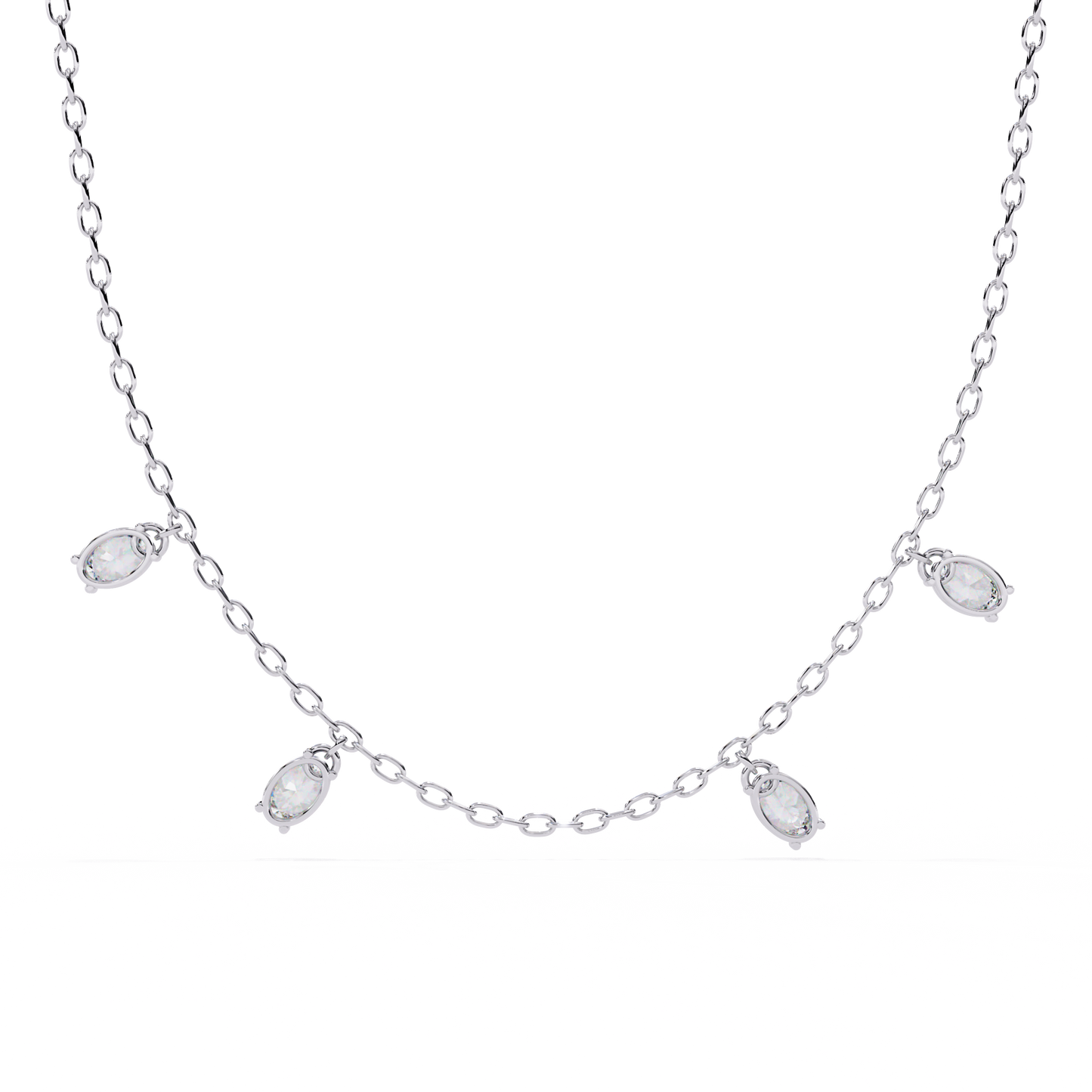 Lab Grown Diamond Oval Shape Simple Necklace