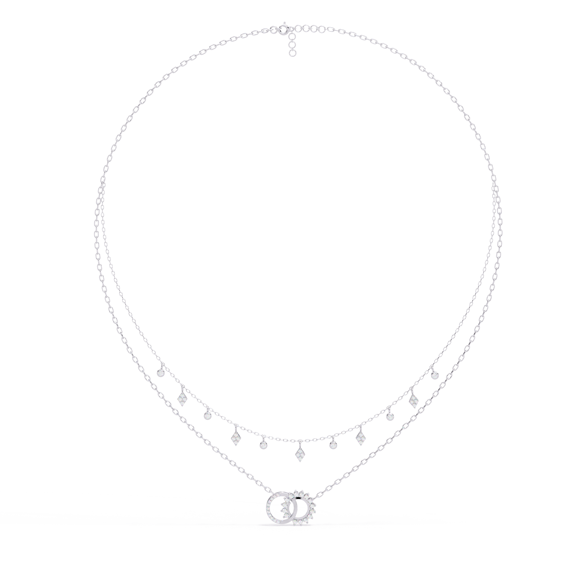 14K/18K Gold Double Layer Necklace With Lab-grown Diamonds – Sun and Moon