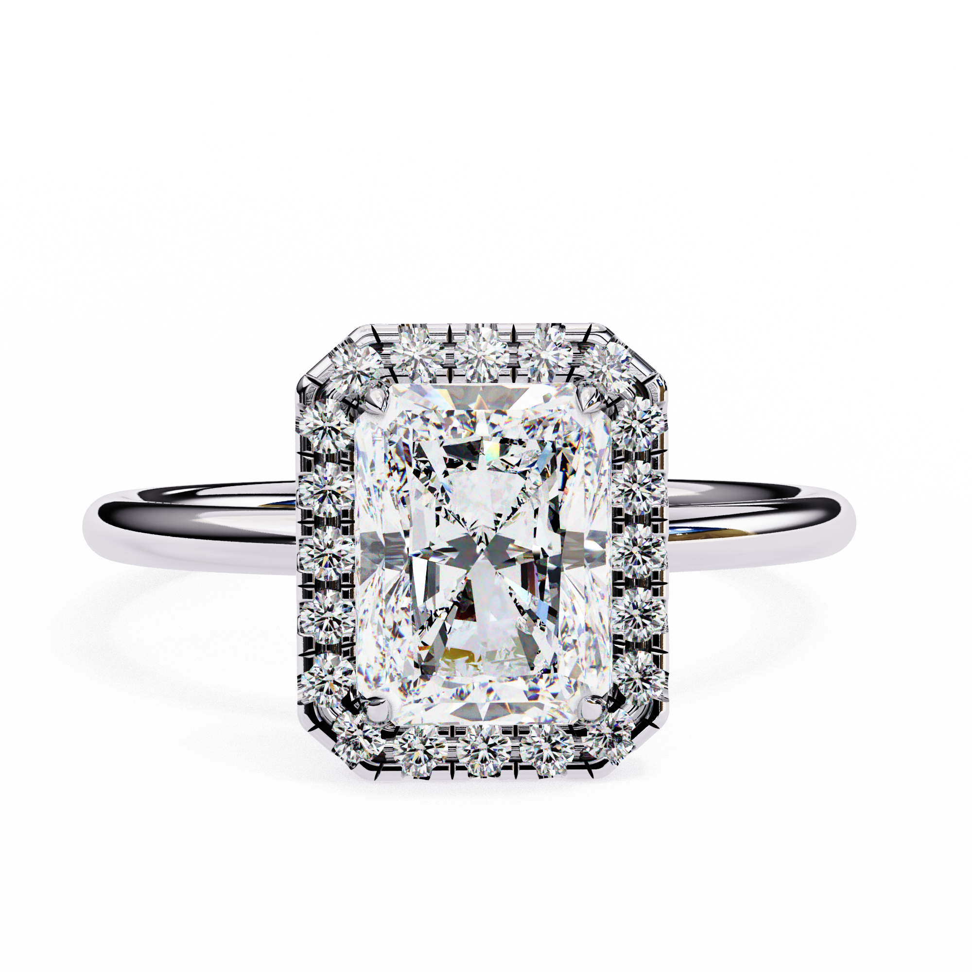 Lab Grown Radiant Diamond Halo Engagement Rings