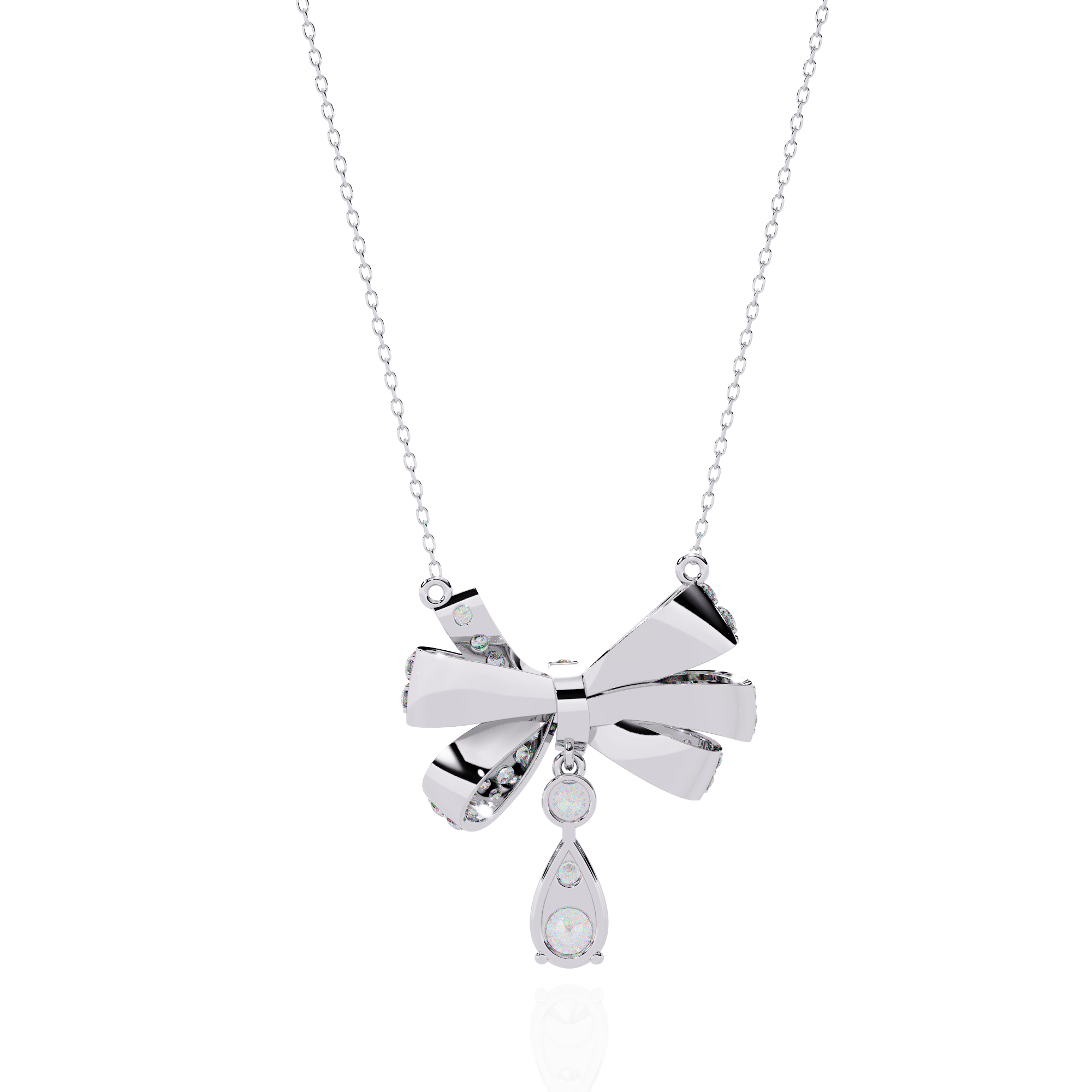 Diamond Bow Pendant Necklace