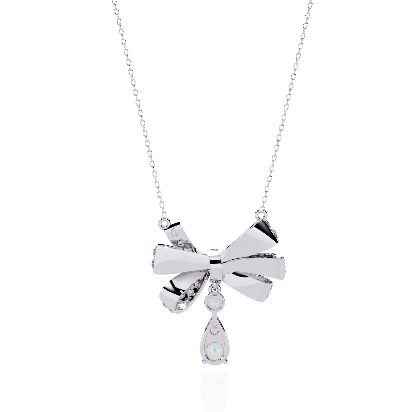 Diamond Bow Pendant Necklace
