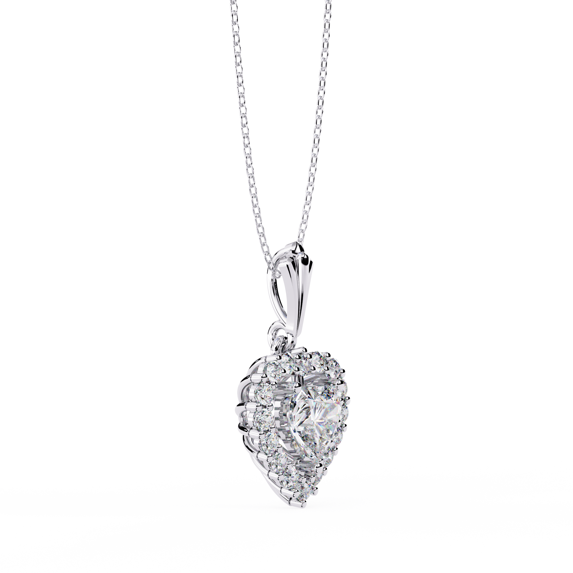 Heart-Shaped Diamond Halo Pendant Brilliant Love Symbol