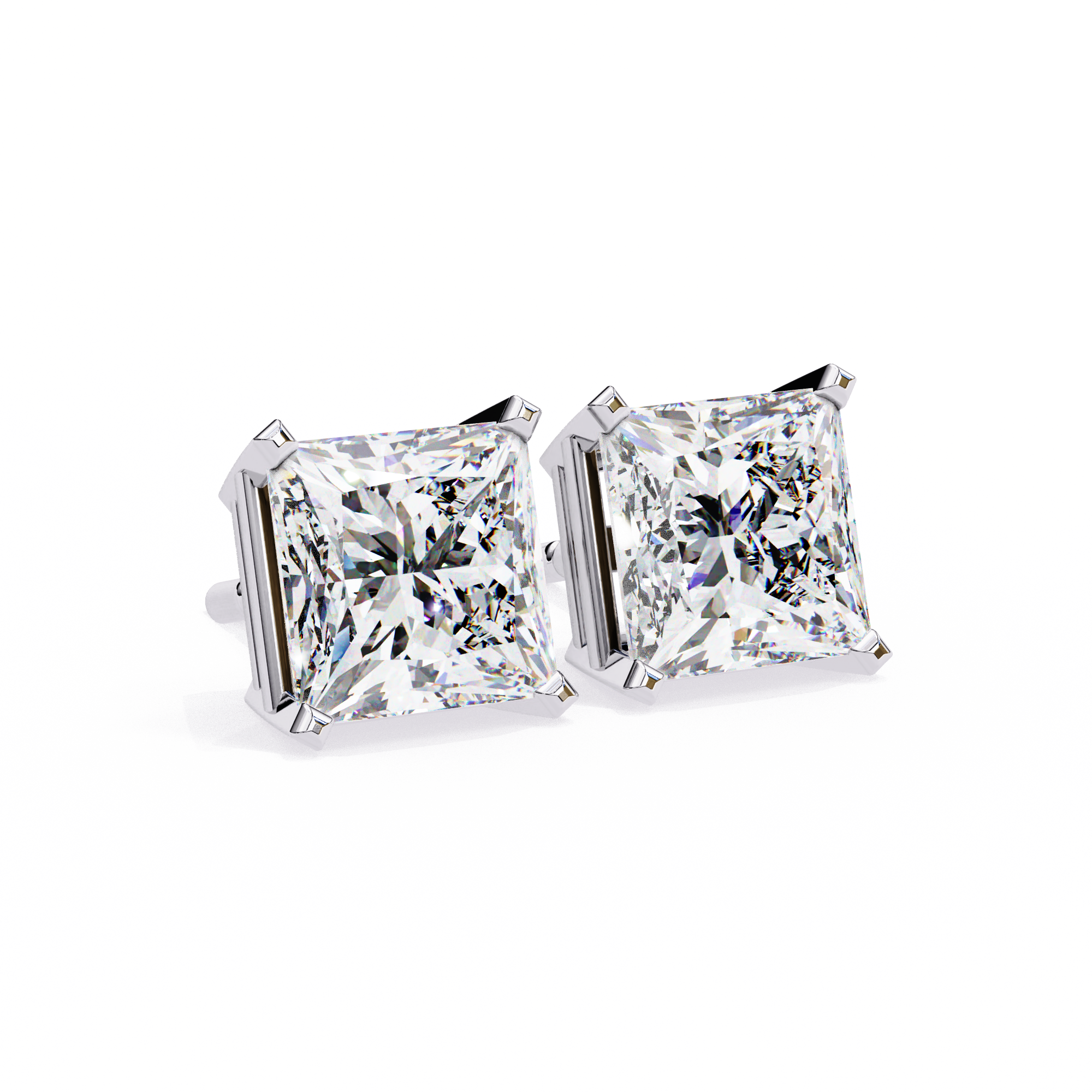 Princess Cut Lab Grown Diamond Stud Earrings
