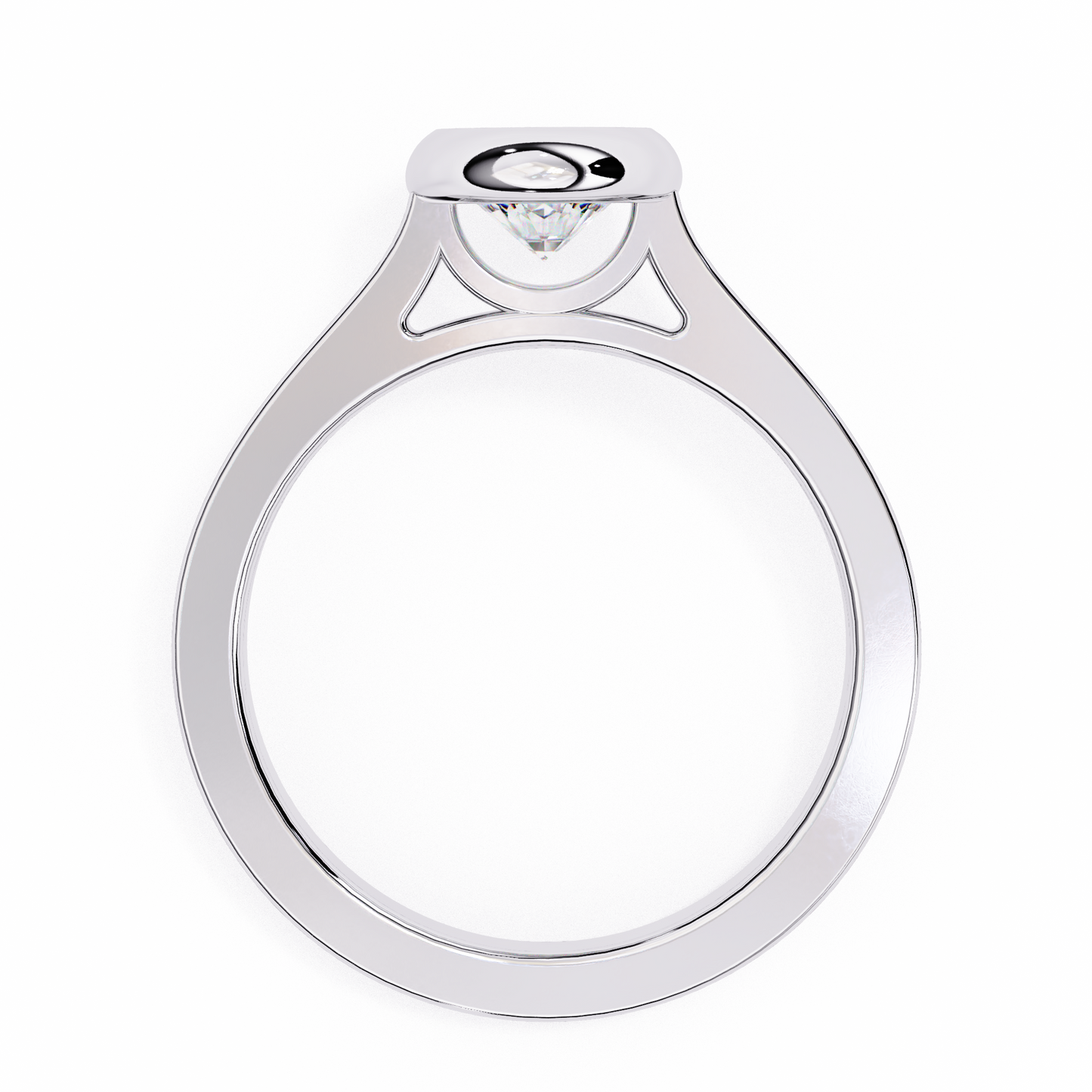 Round Cut Lab Grown Diamond Engagement Ring with Bezel-Setting