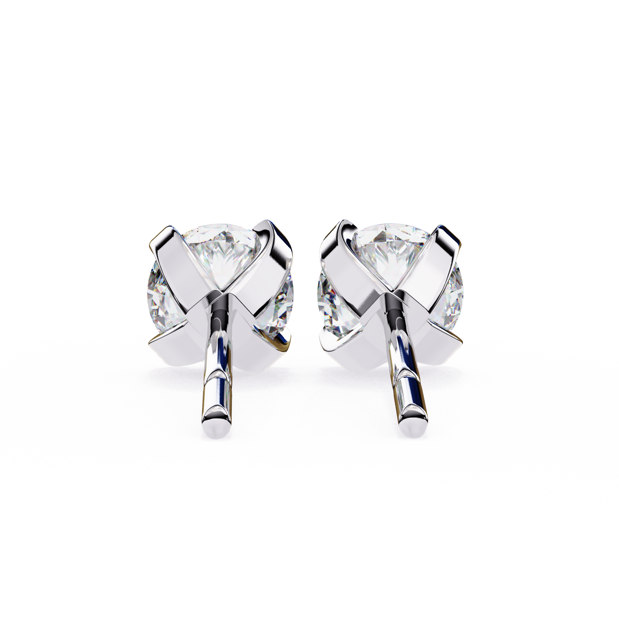 Round Cut Diamond 4 Prong Stud Earrings