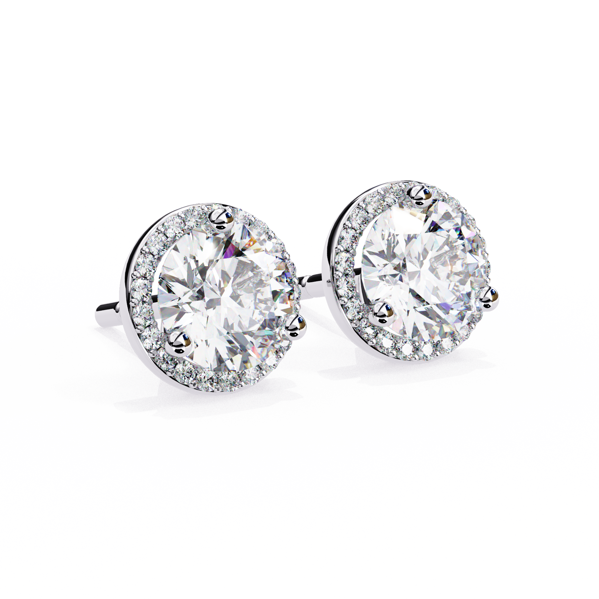 Lab Grown Diamond Round Halo Studs Earrings