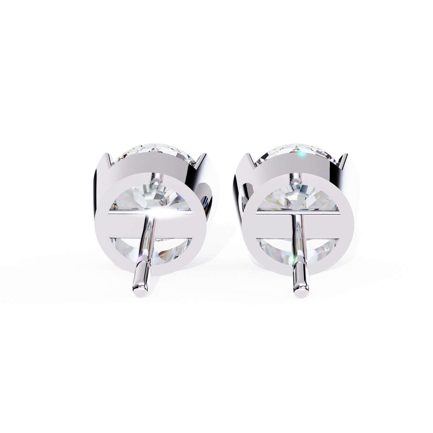 Round Cut Half Bezel Diamond Studs