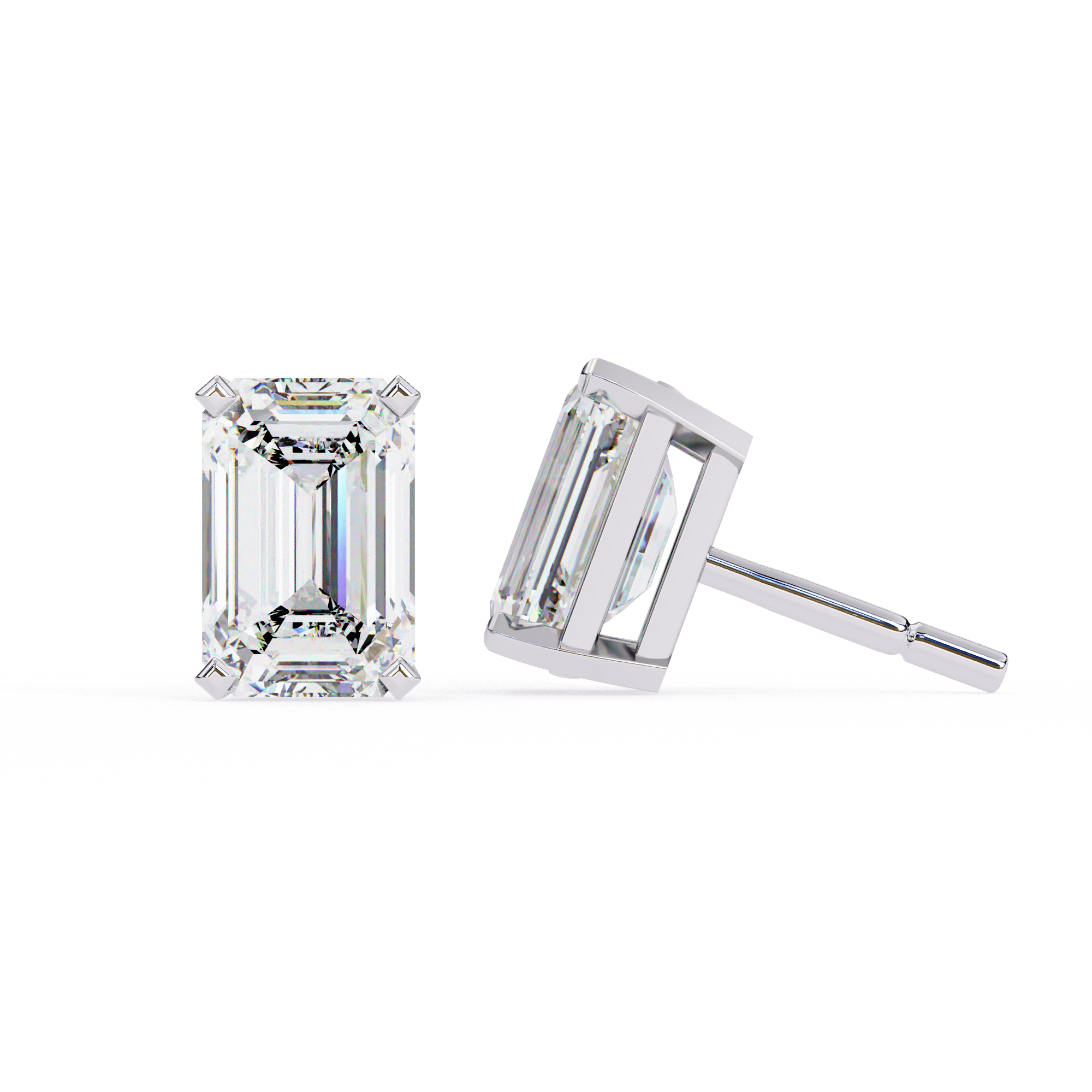 Emerald Cut Lab Diamond Solitaire Studs