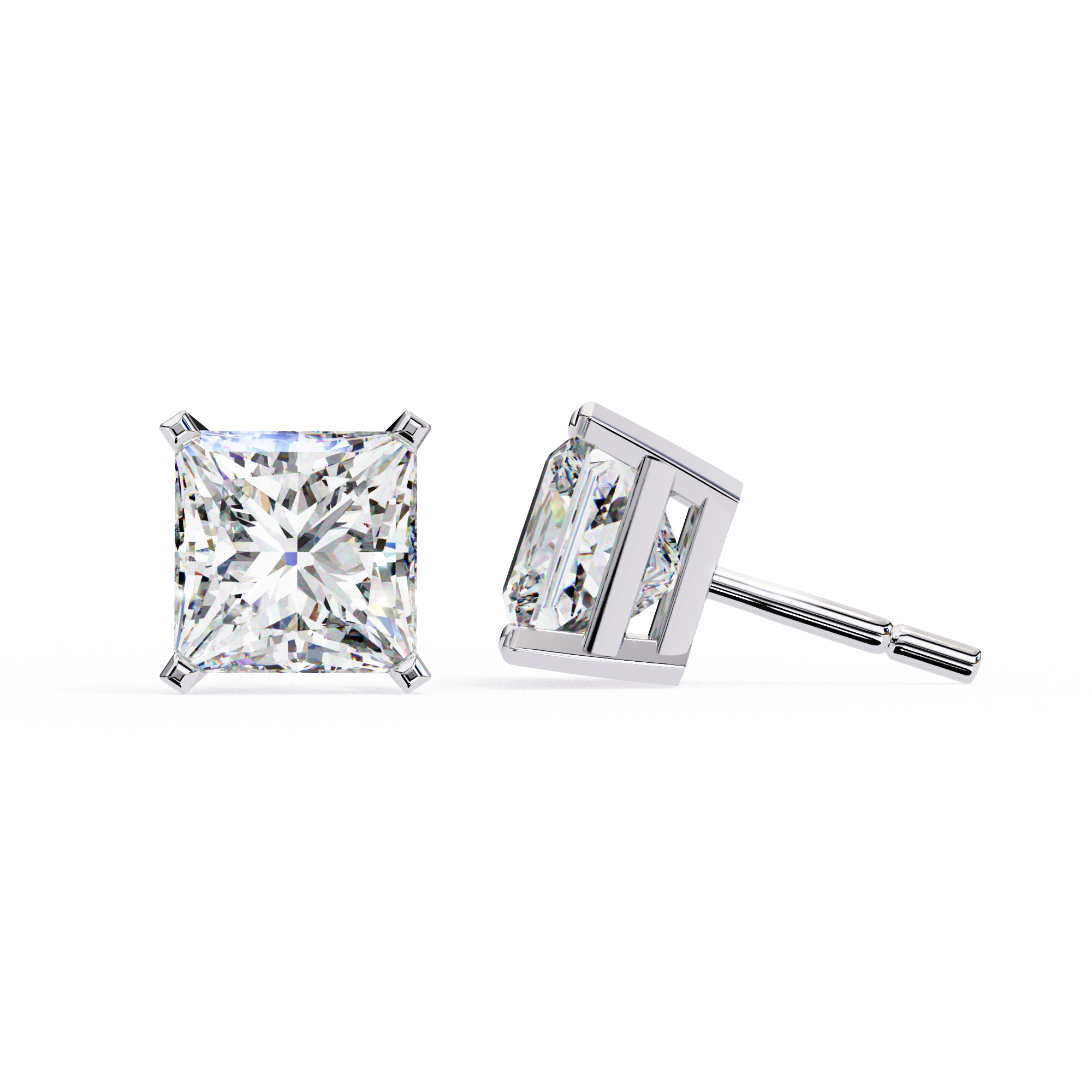 Princess Cut Lab Grown Diamond Stud Earrings