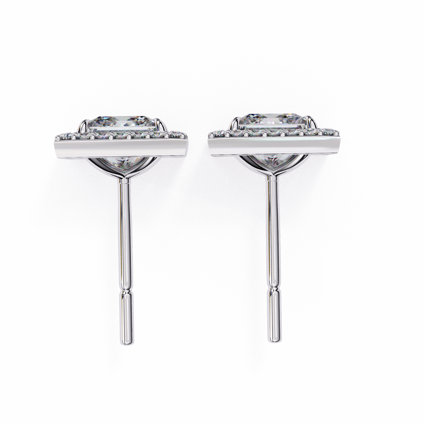 Allure Princess Halo Diamond Earrings Stud