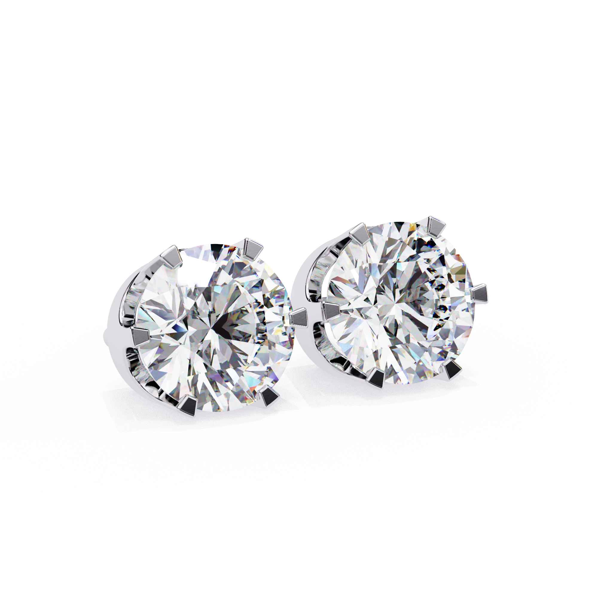 Solitaire Earring Studs Round Stone