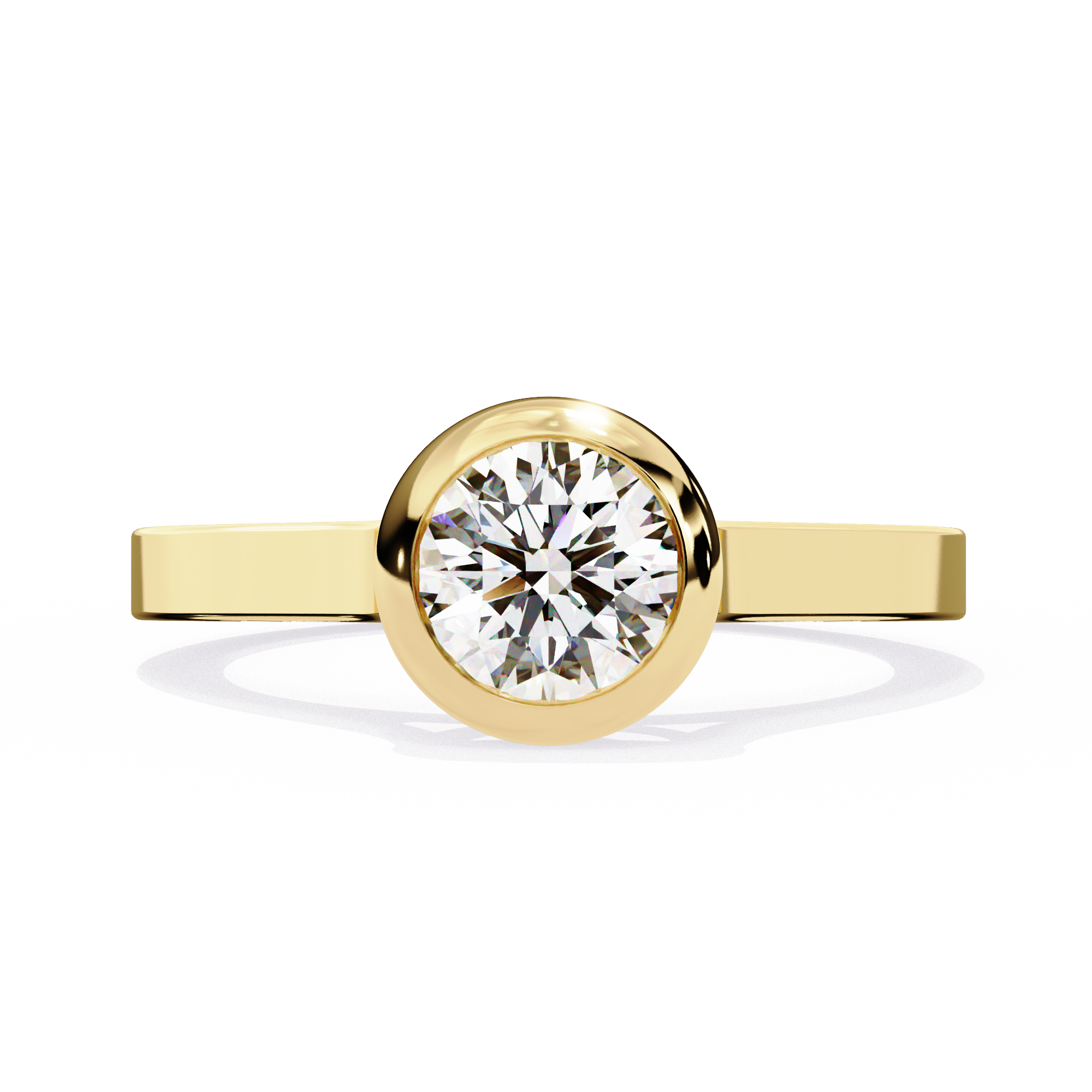 Round Cut Lab Grown Diamond Engagement Ring with Bezel-Setting
