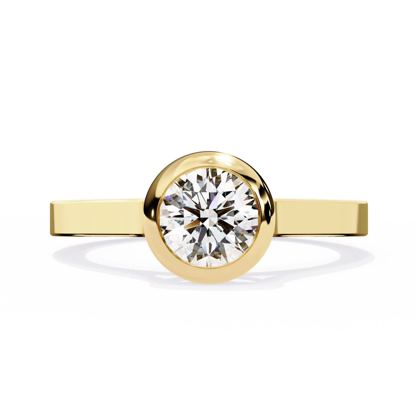 Round Cut Lab Grown Diamond Engagement Ring with Bezel-Setting
