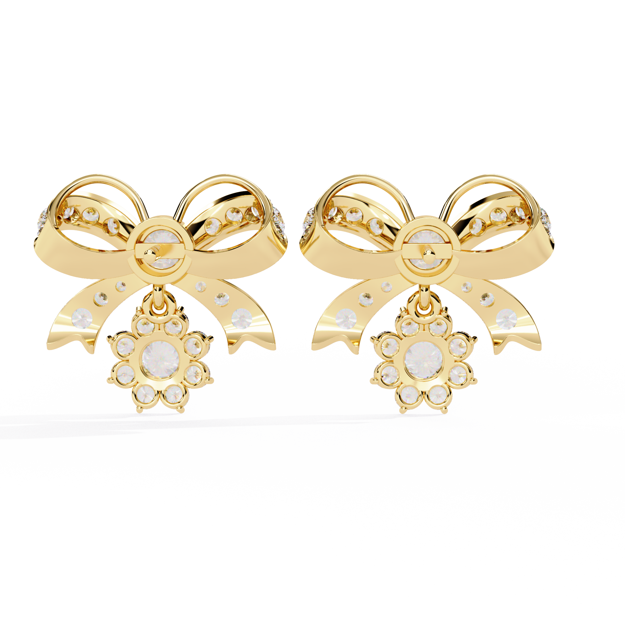 Lab Grown Diamonds Daily Wear bow shaped diamond earrings