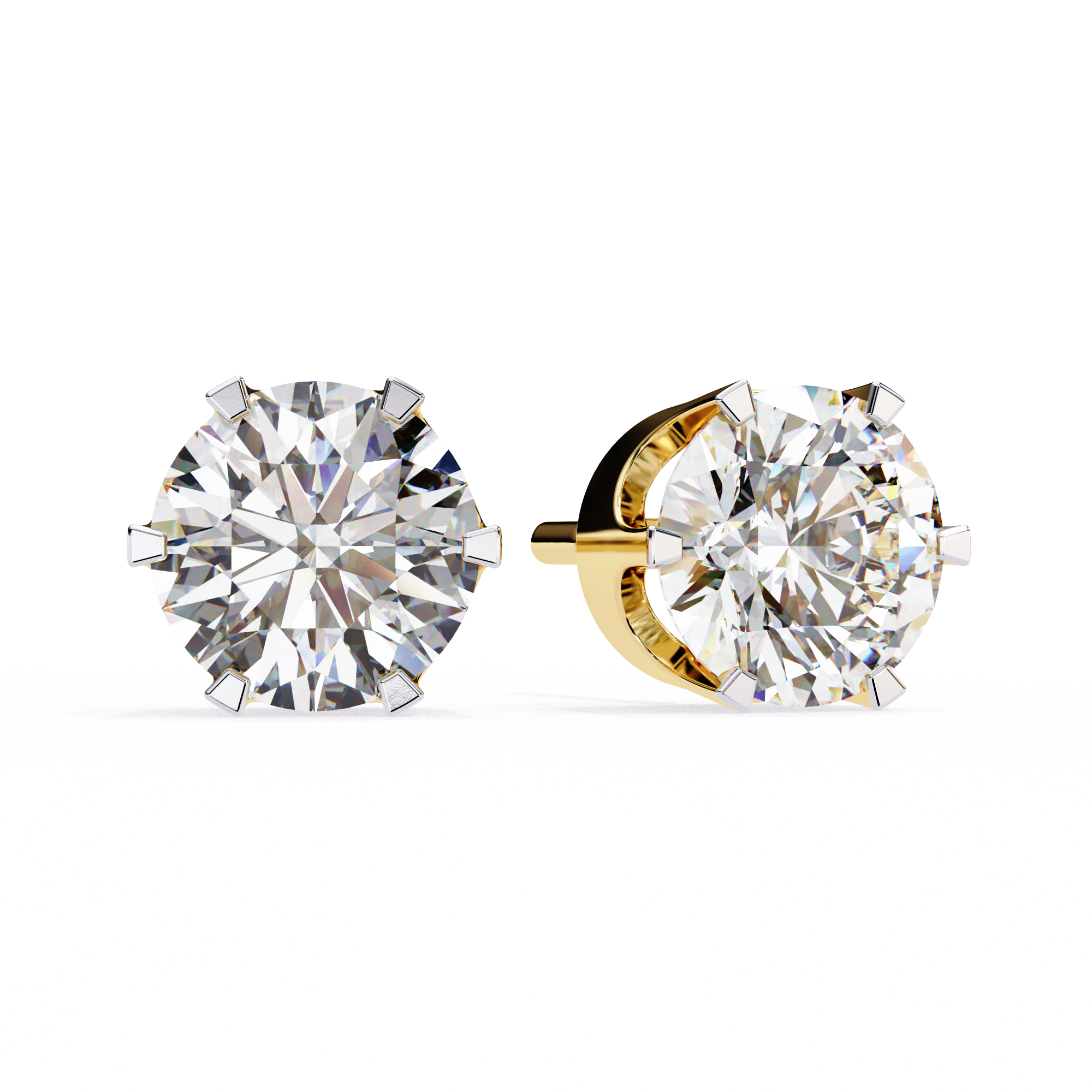 Solitaire Earring Studs Round Stone