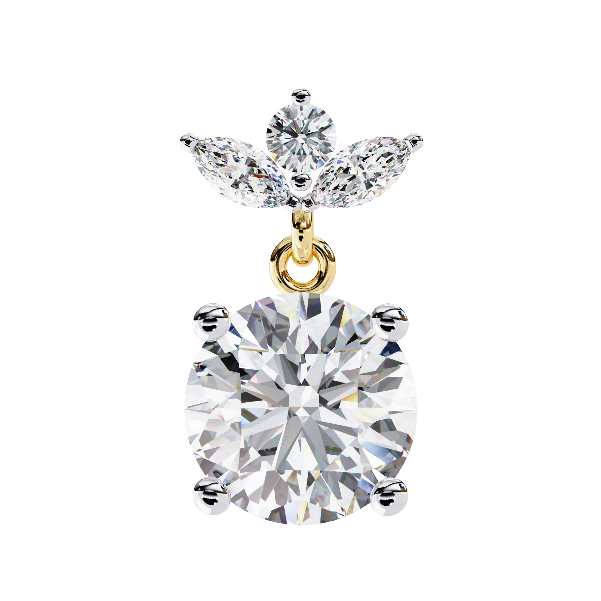 Round and Marquise Accented Lab Grown Diamond Drop Earrings