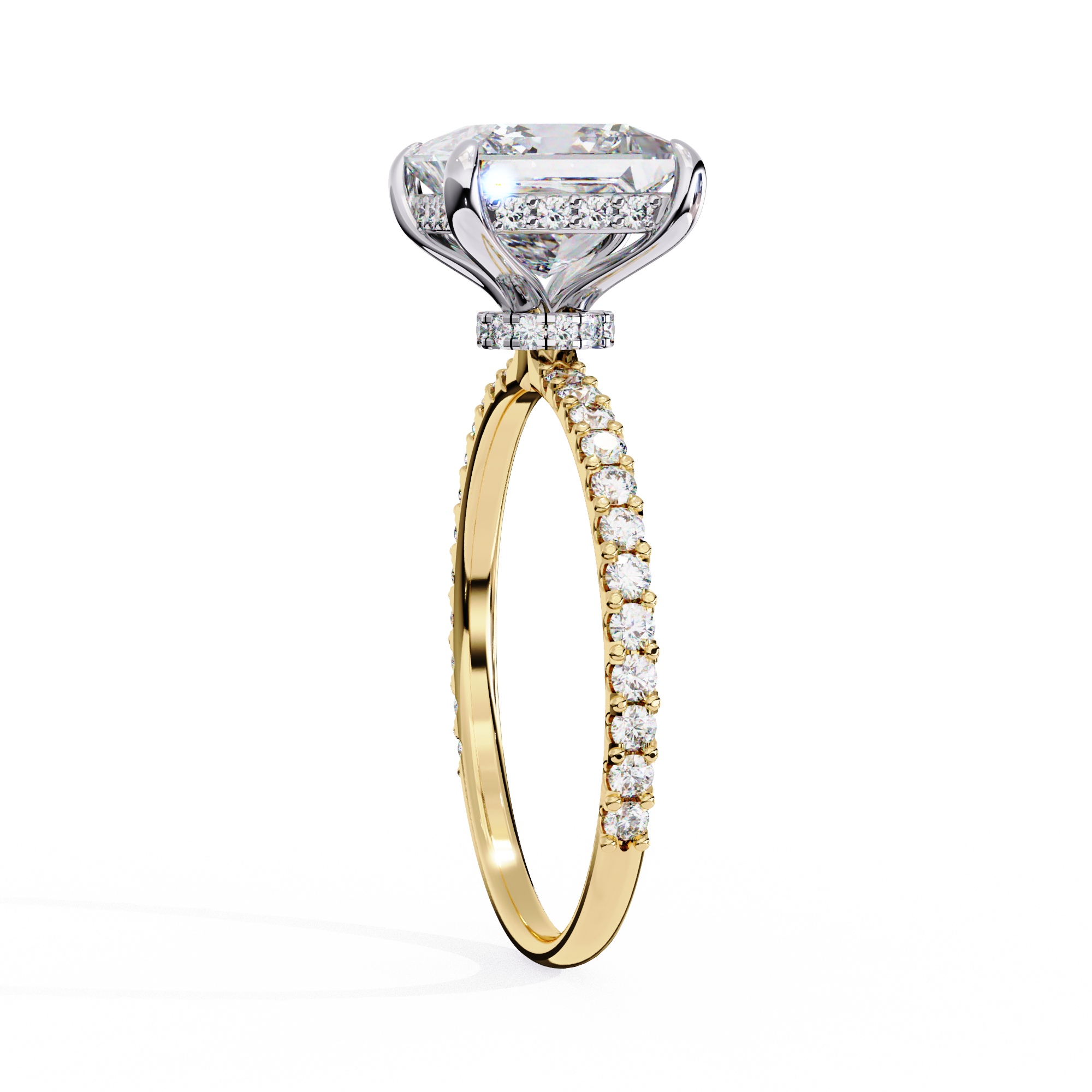 The Hailey Princess Modern Halo Engagement Ring