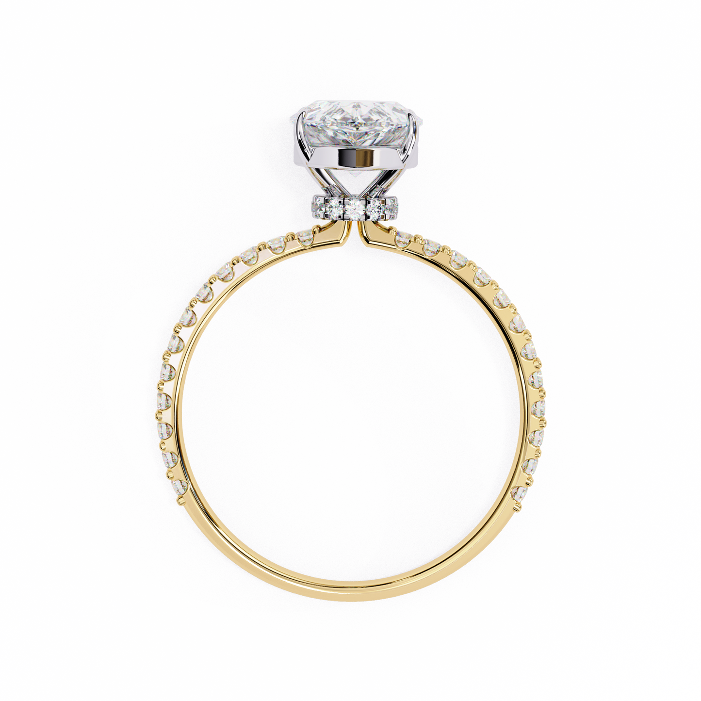 Women's Pear Solitaire Diamond Ring With pave & under halo