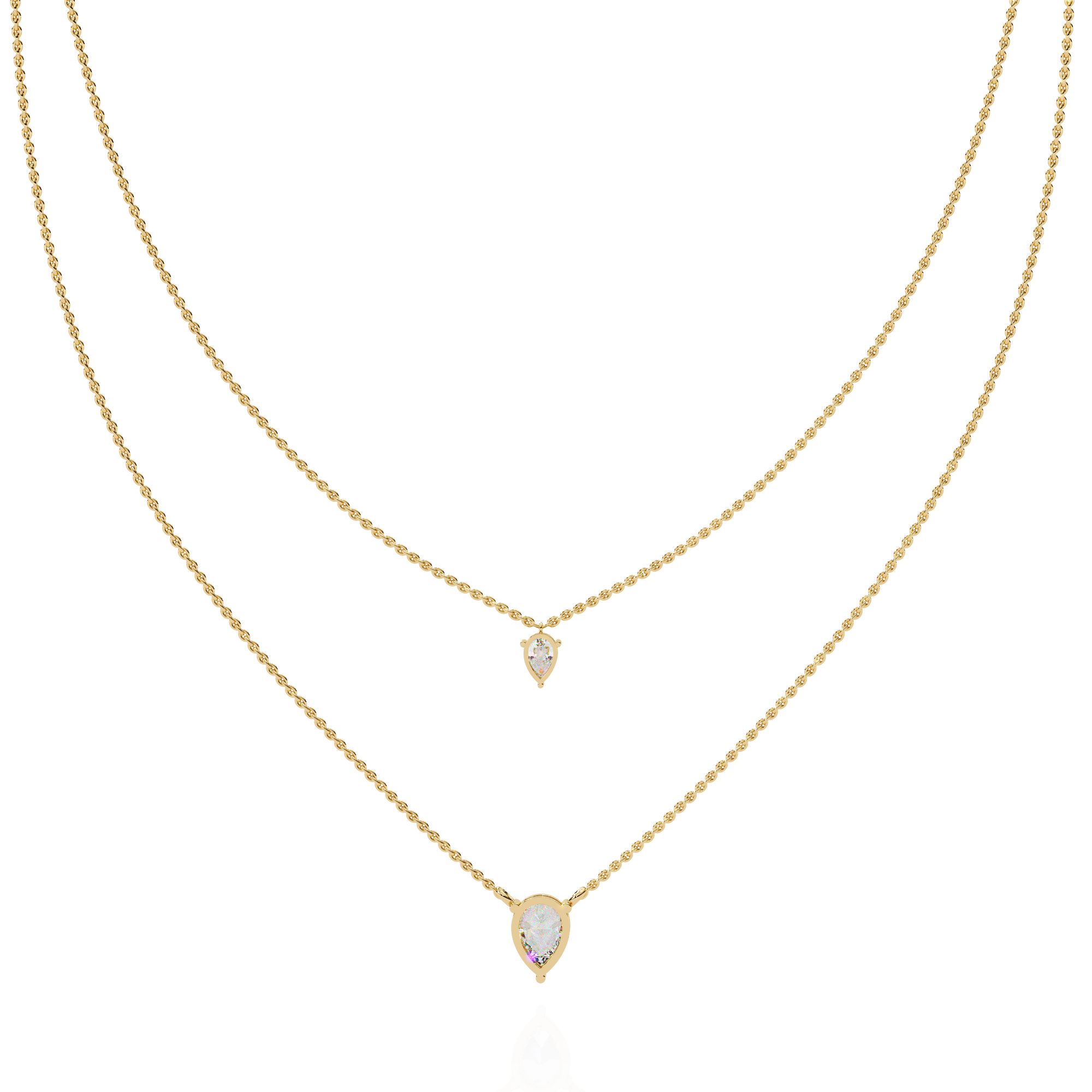 Layered Pear drop Lab Grown Diamond Necklace |
