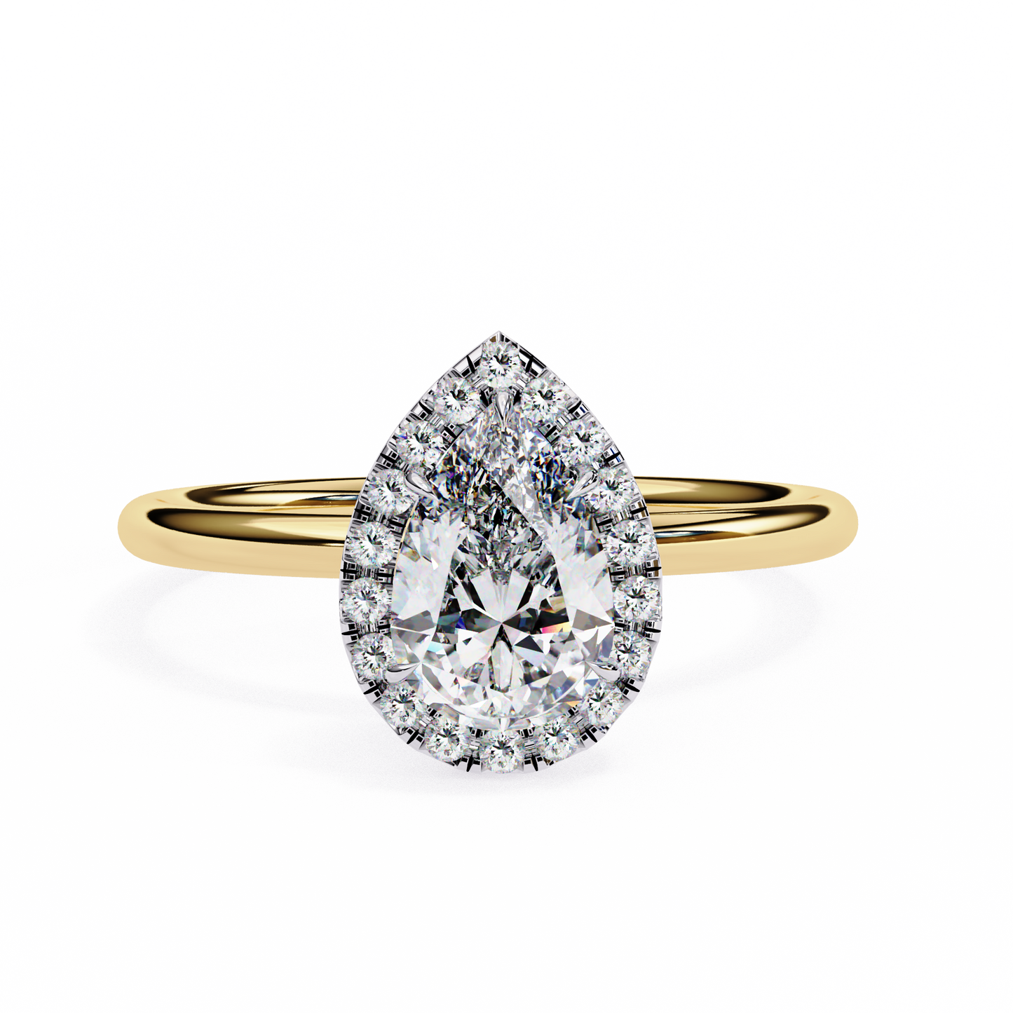 Lab Grown Pear Diamond Halo Engagement Rings