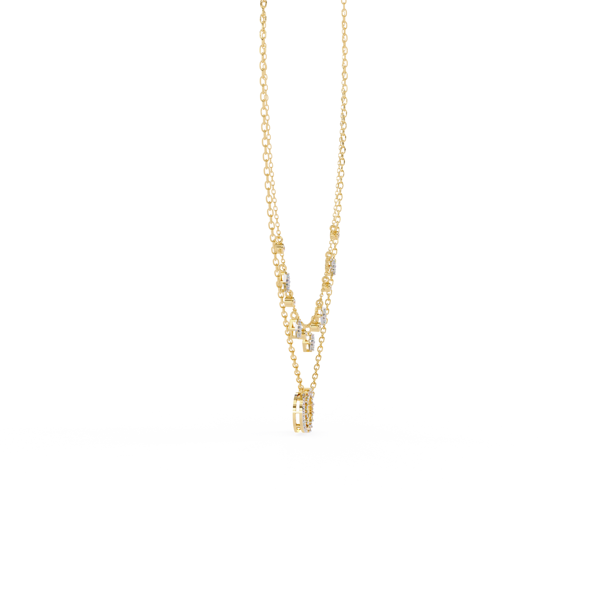 14K/18K Gold Double Layer Necklace With Lab-grown Diamonds – Sun and Moon