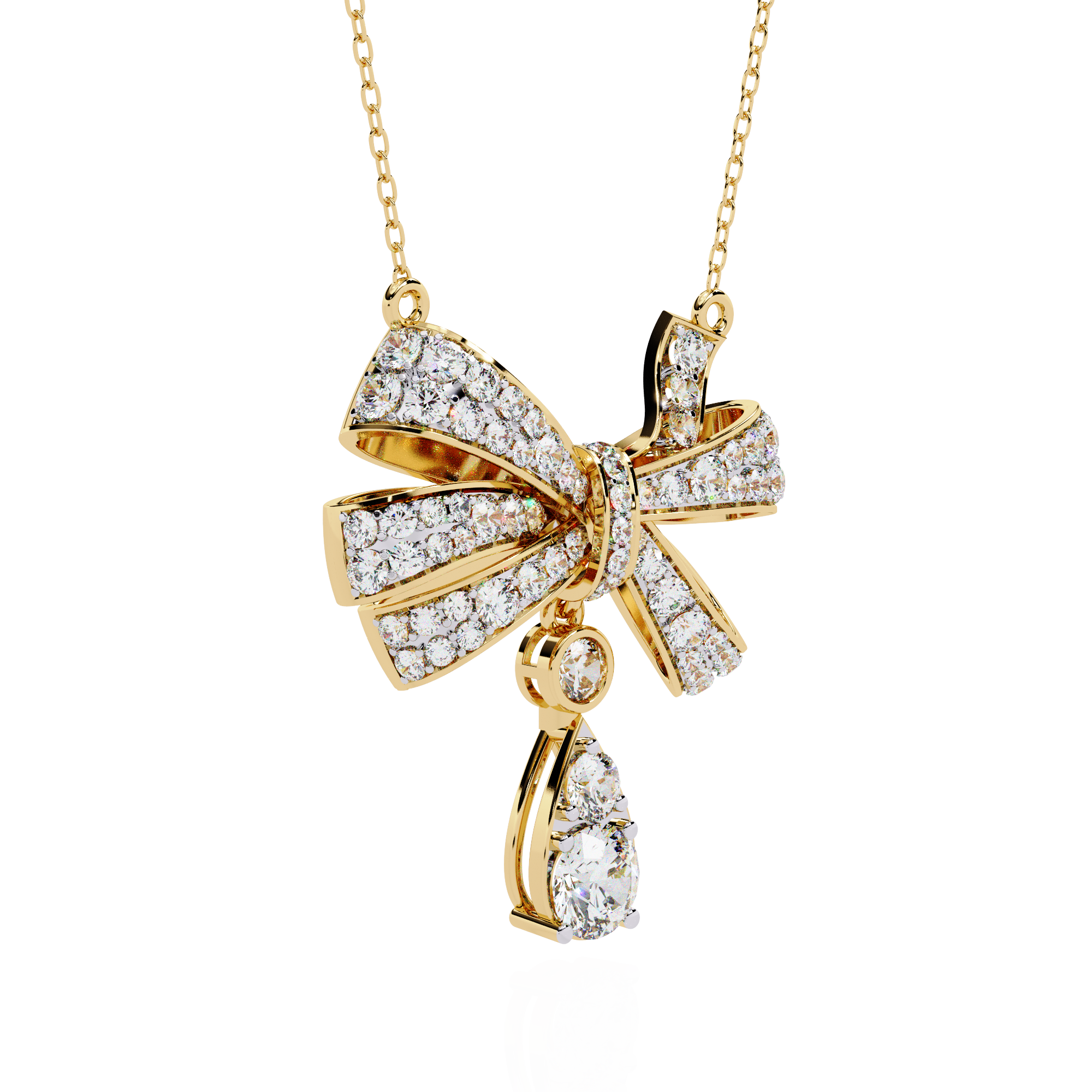 Diamond Bow Pendant Necklace