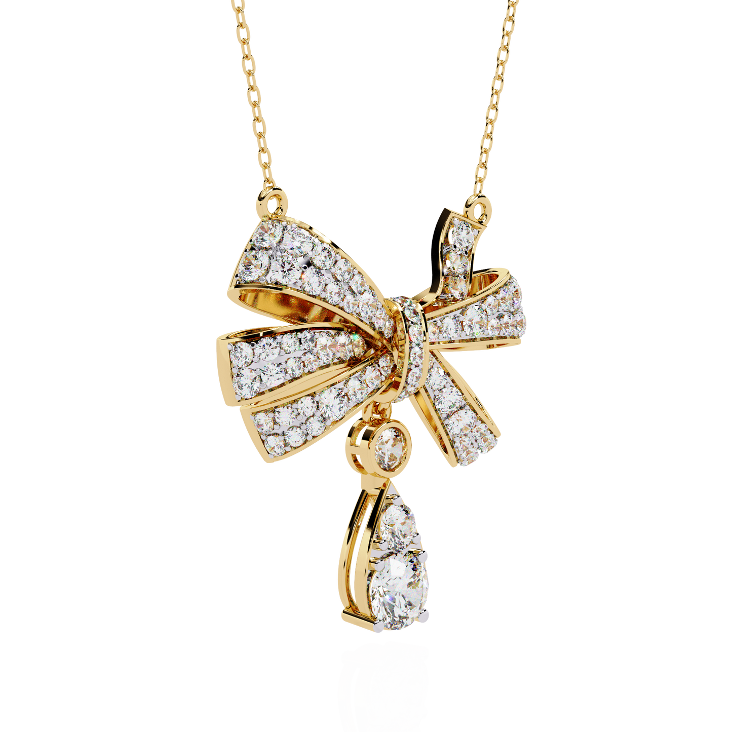 Diamond Bow Pendant Necklace