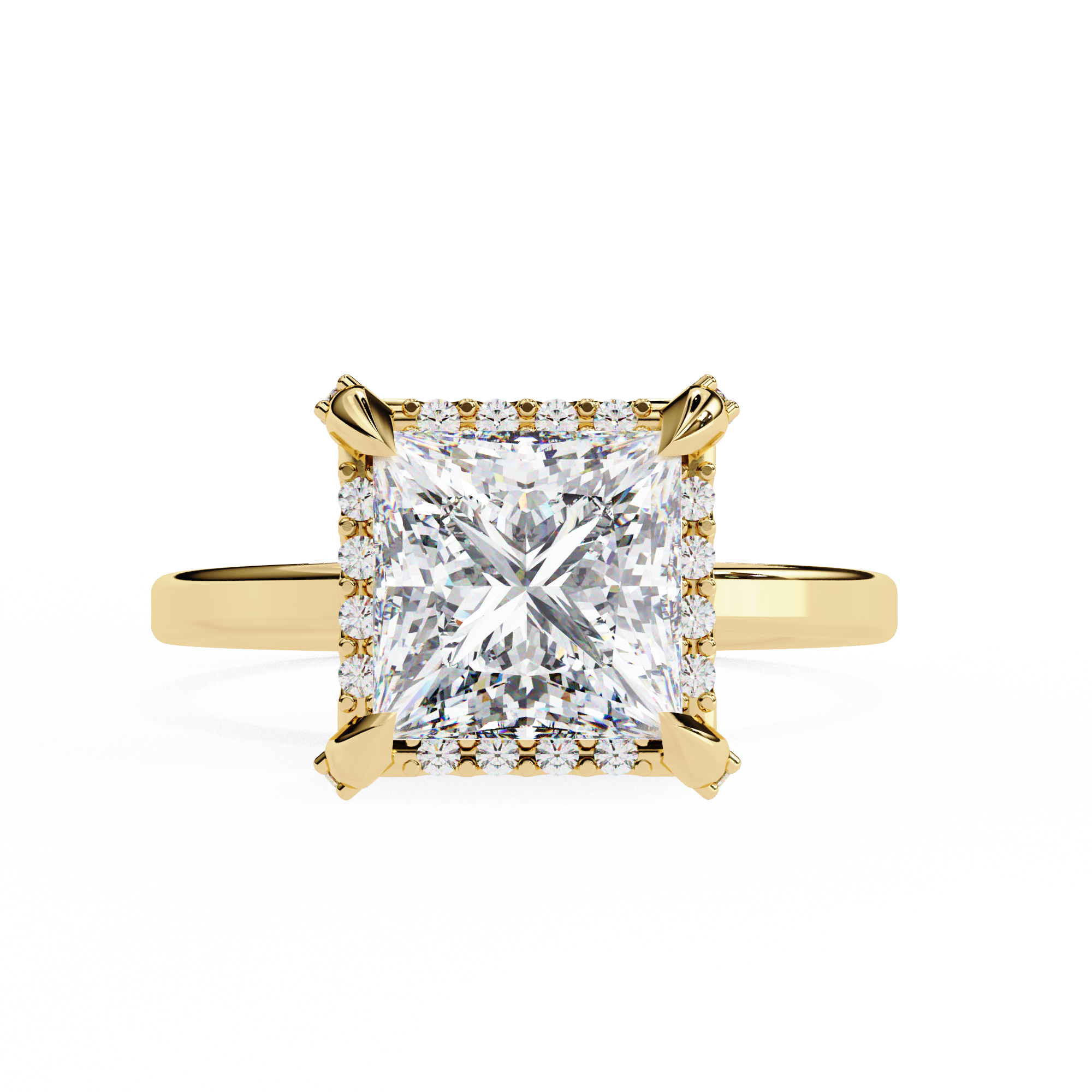 Princess Timeless Solitaire Ring in Halo Setting