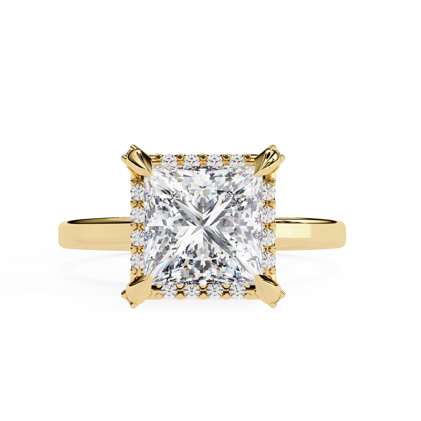 Princess Timeless Solitaire Ring in Halo Setting
