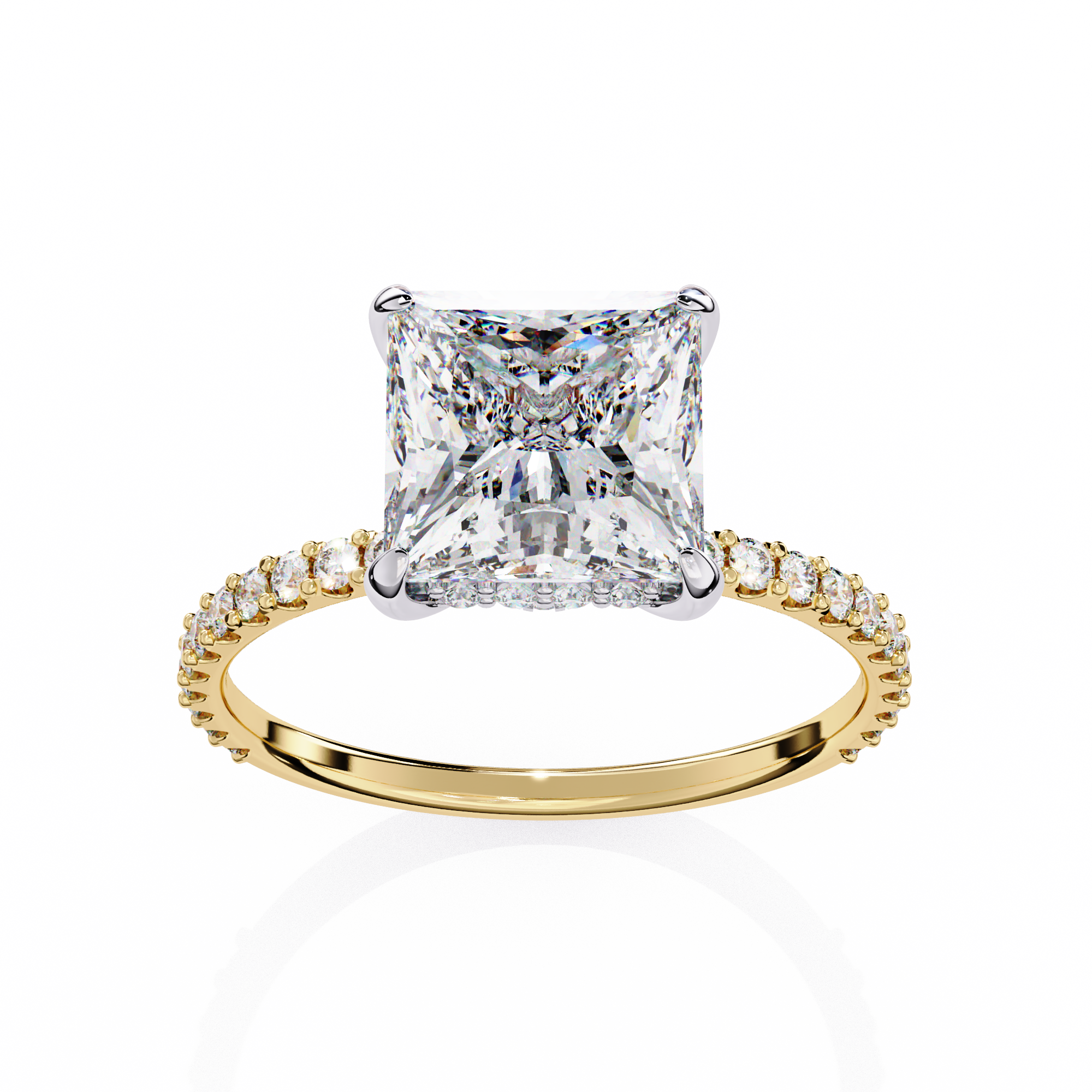 The Hailey Princess Modern Halo Engagement Ring