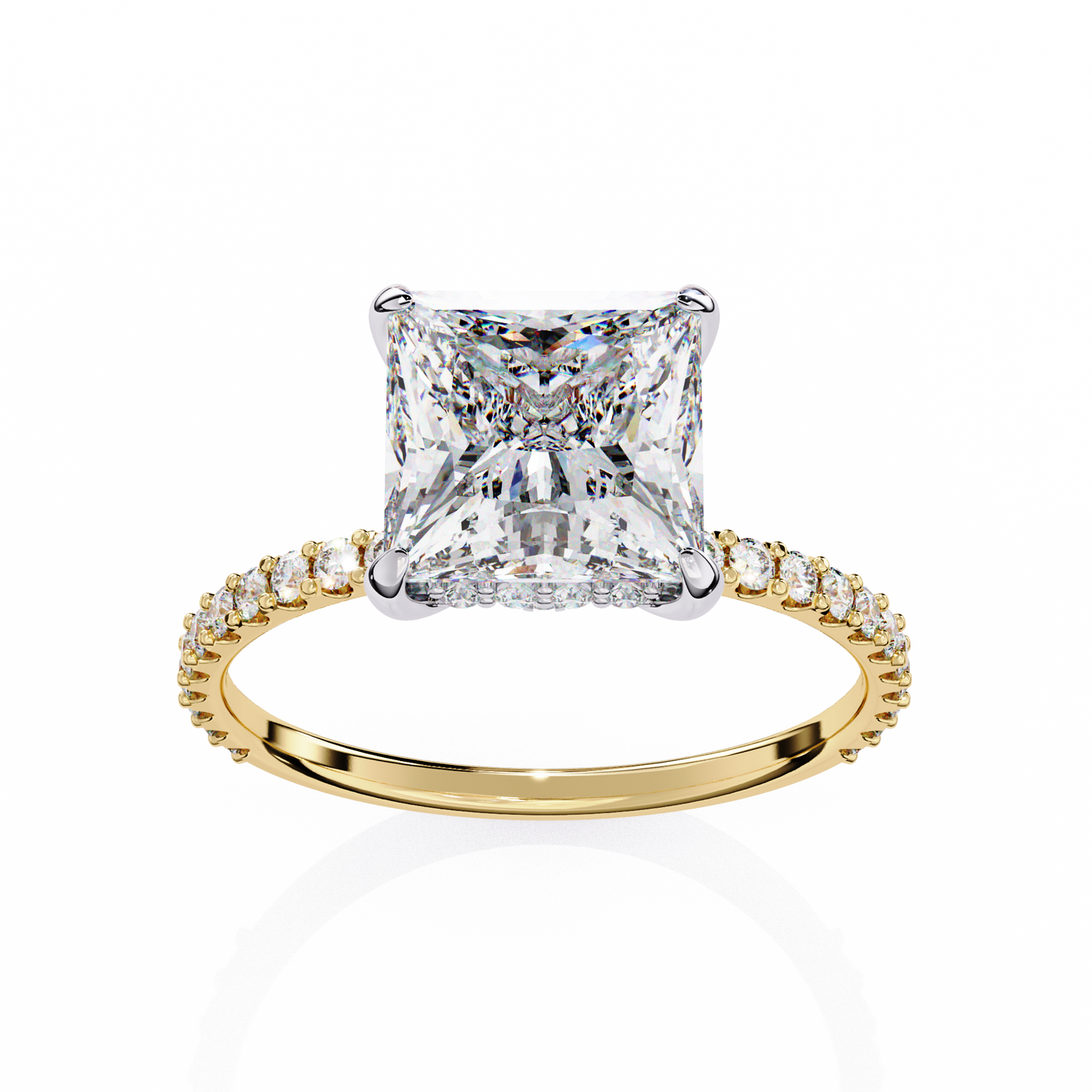The Hailey Princess Modern Halo Engagement Ring