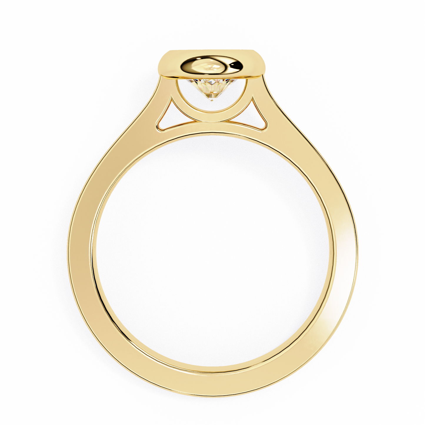 Round Cut Lab Grown Diamond Engagement Ring with Bezel-Setting