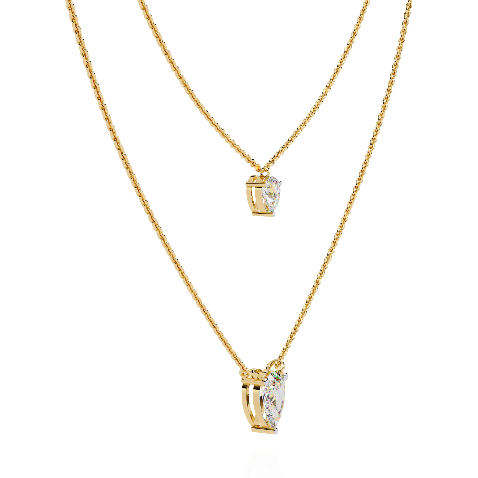 Layered Pear drop Lab Grown Diamond Necklace |