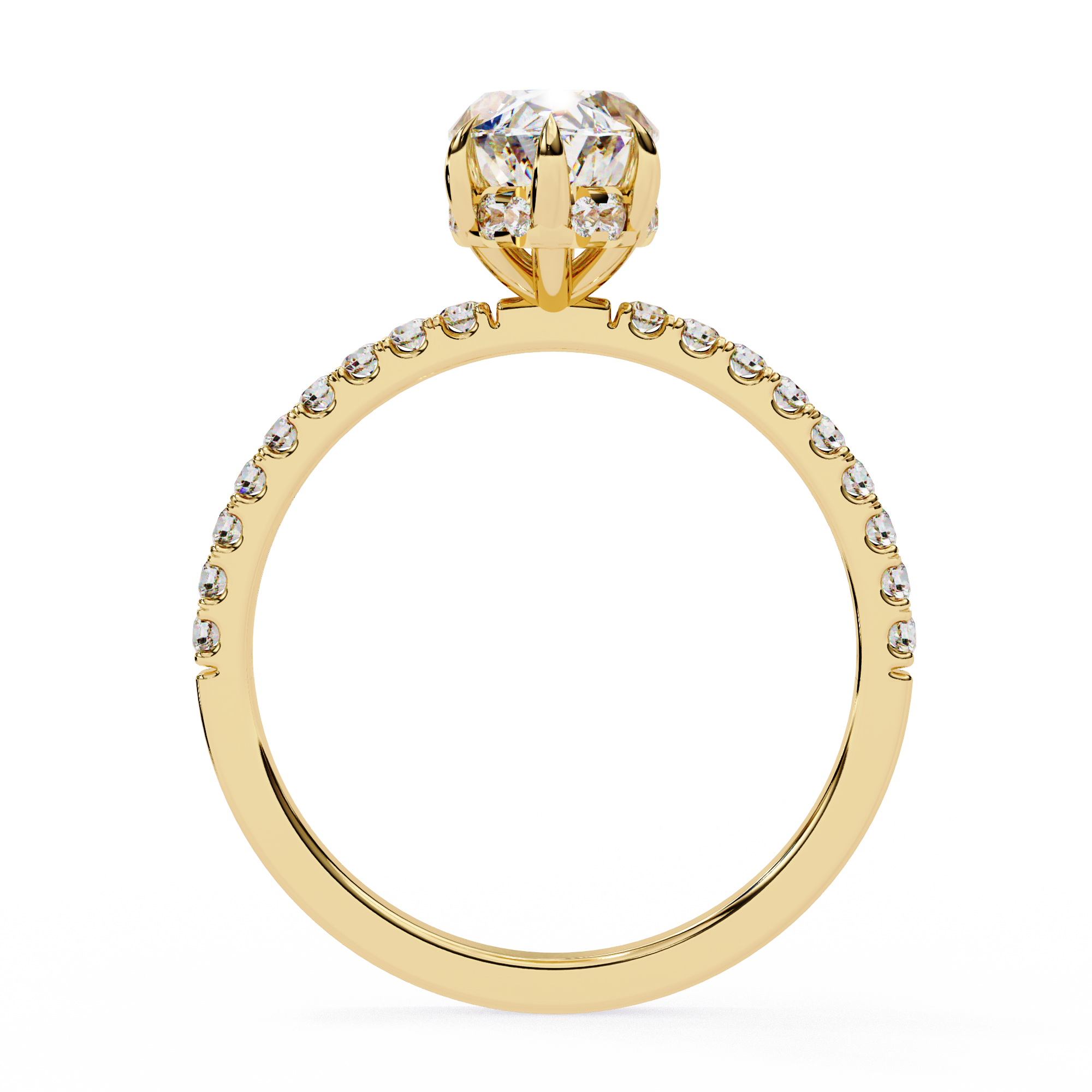 Marquise Diamond Ring with Hidden Halo & Pave Shank