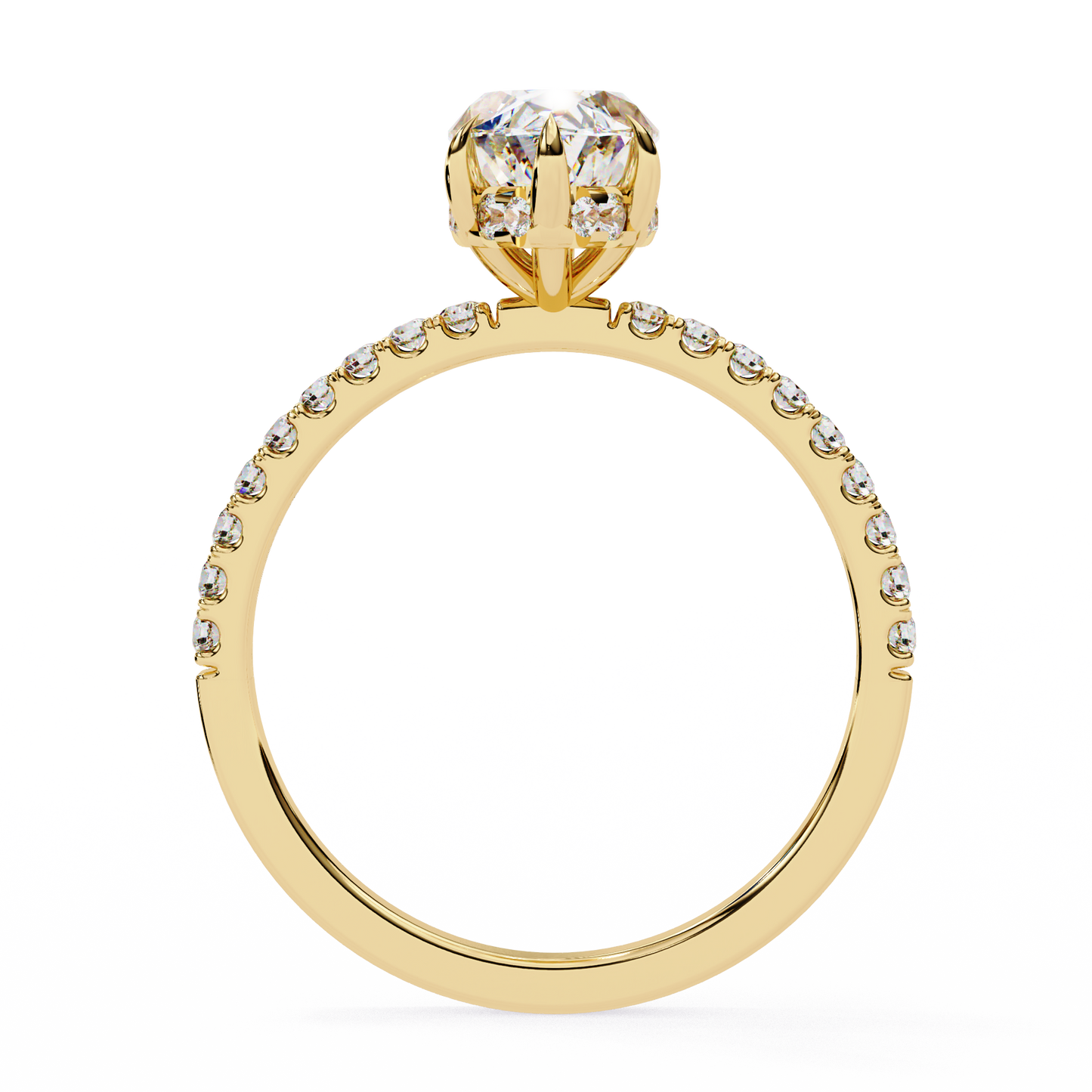 Marquise Diamond Ring with Hidden Halo & Pave Shank