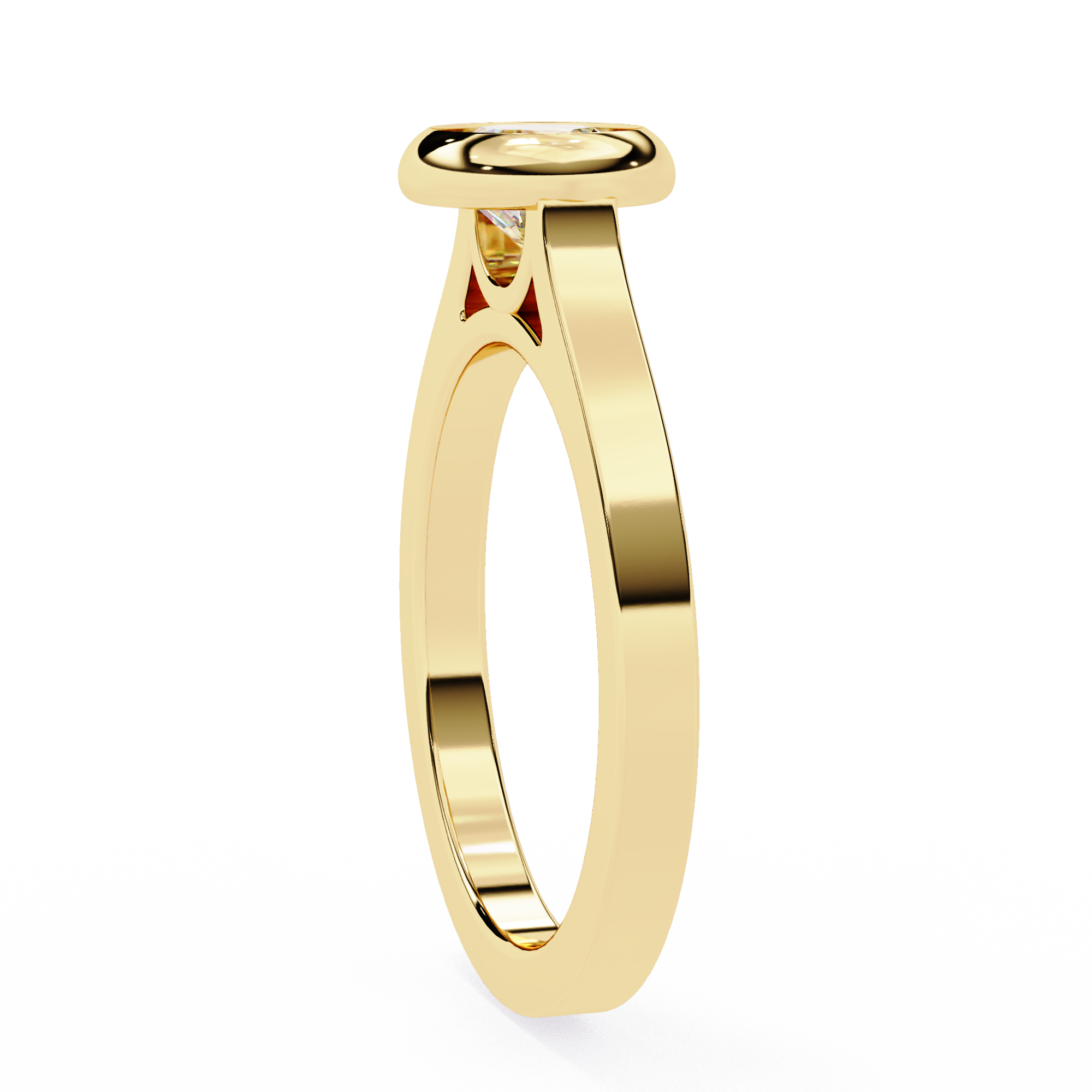 Round Cut Lab Grown Diamond Engagement Ring with Bezel-Setting