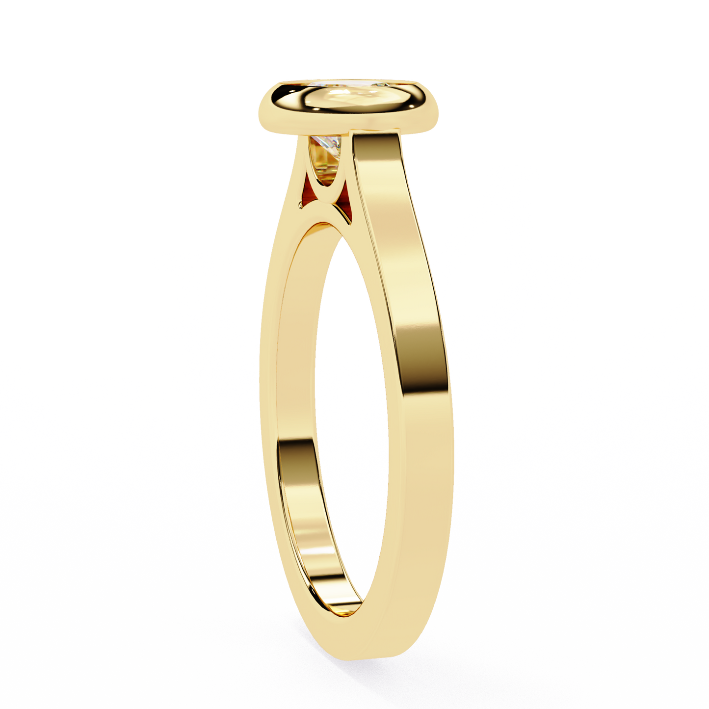 Round Cut Lab Grown Diamond Engagement Ring with Bezel-Setting