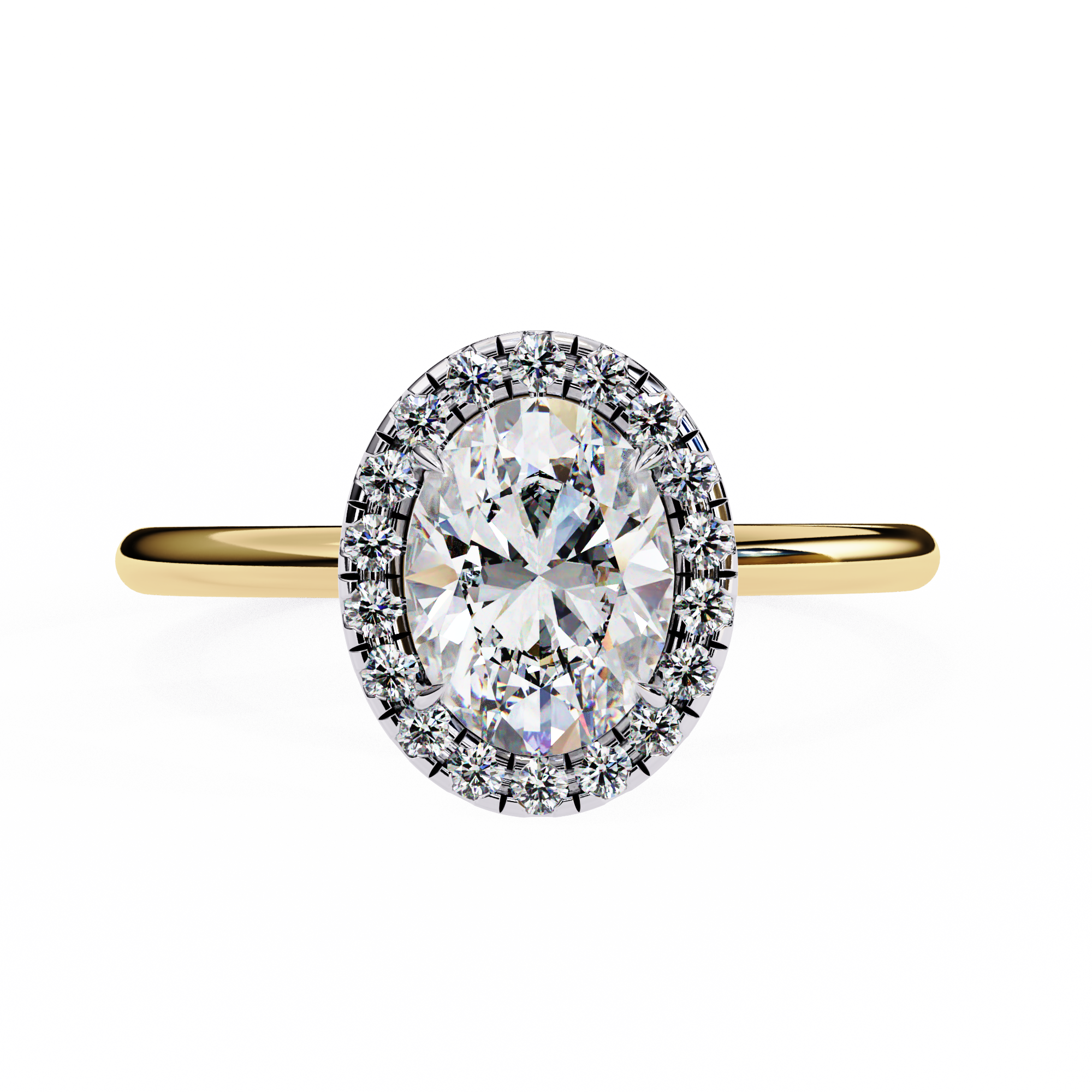 Lab Grown Oval Diamond Halo Engagement Rings