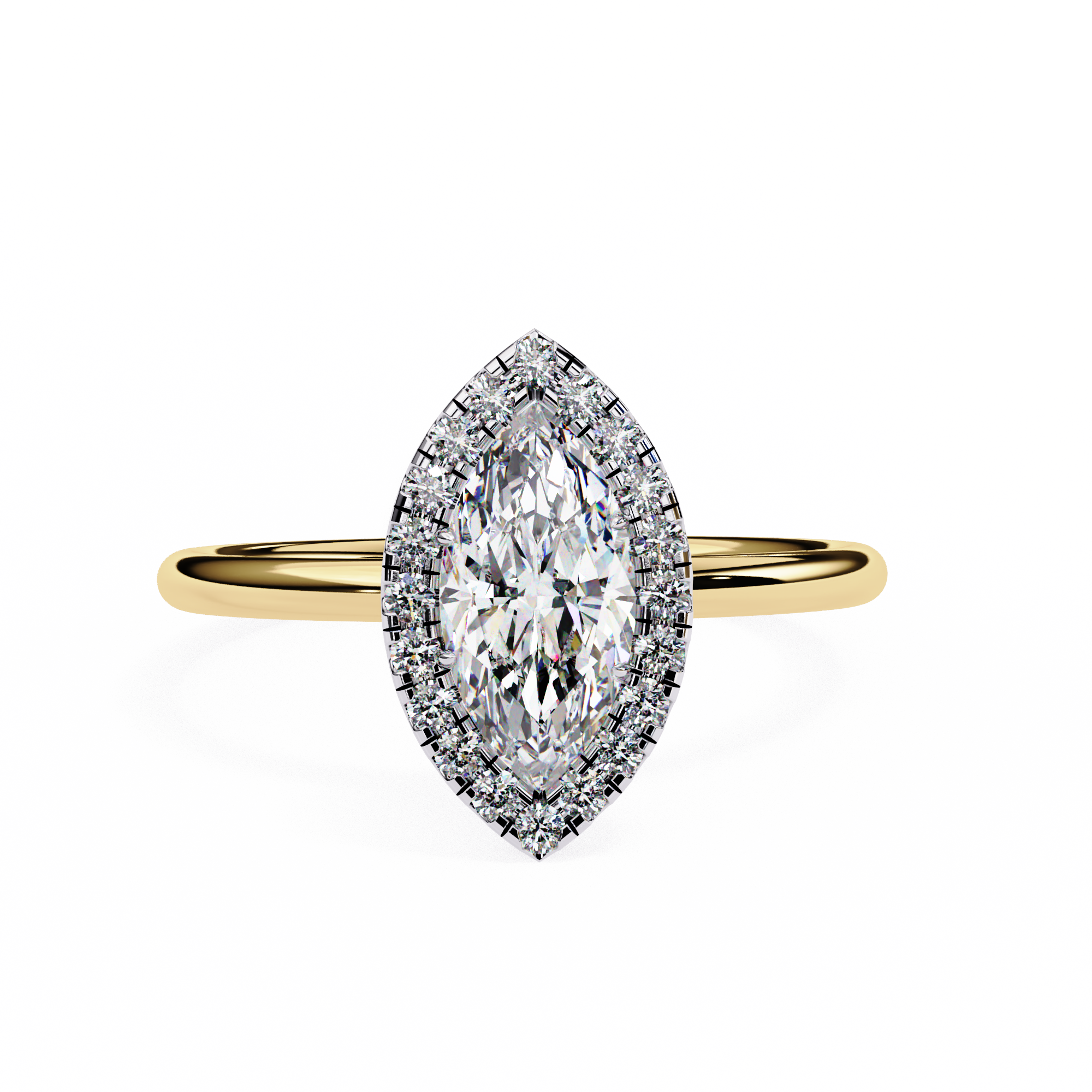 Lab Grown Marquise Diamond Halo Engagement Rings
