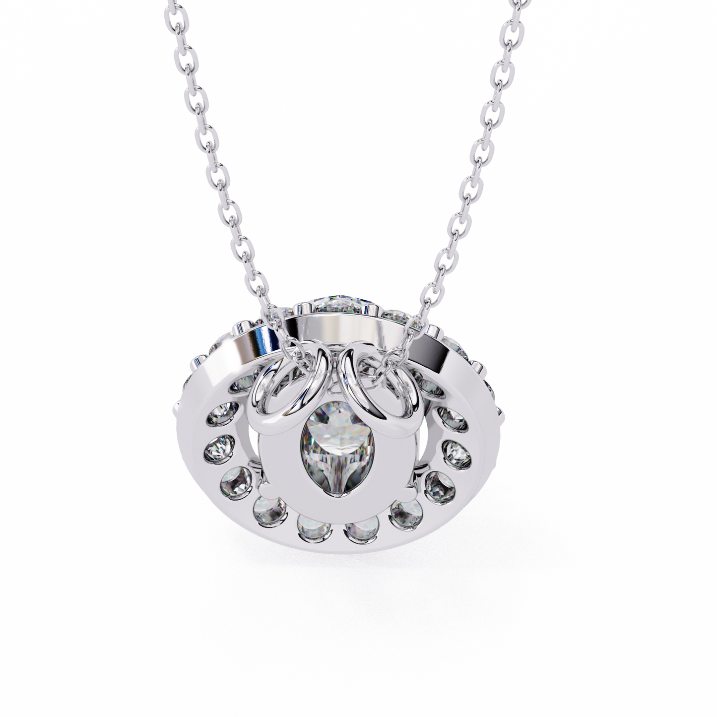 Oval Diamond Double Halo Pendant