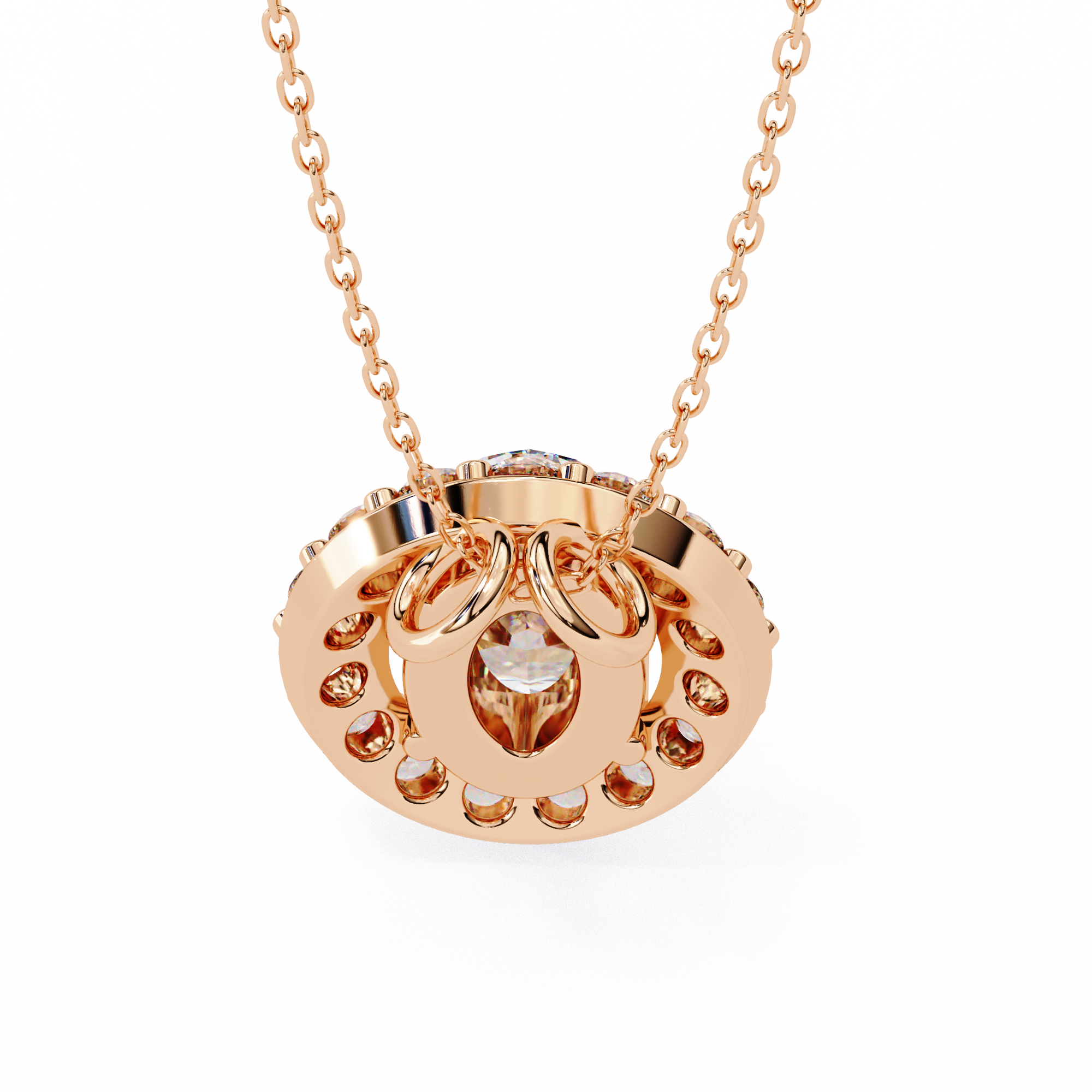 Oval Diamond Double Halo Pendant
