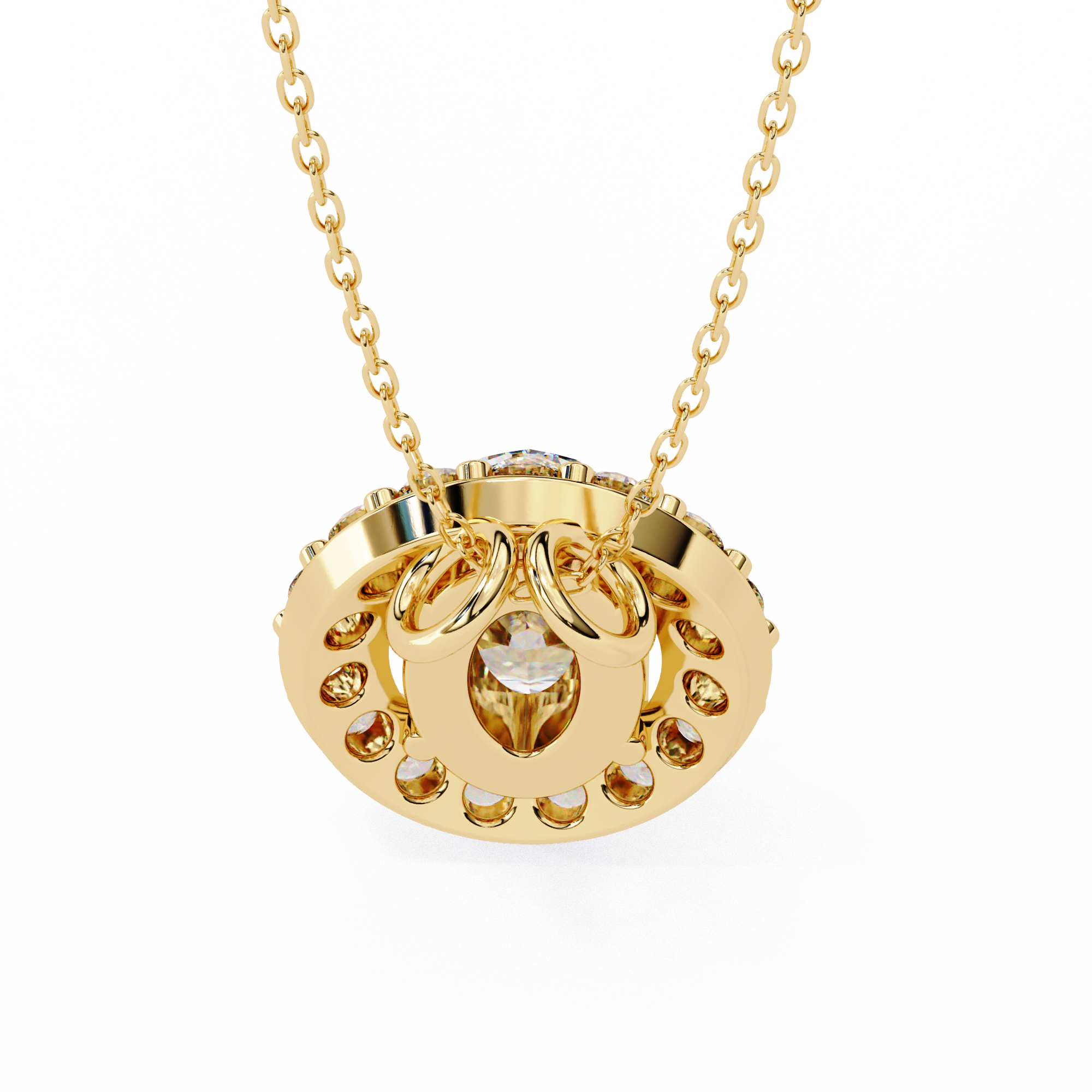 Oval Diamond Double Halo Pendant