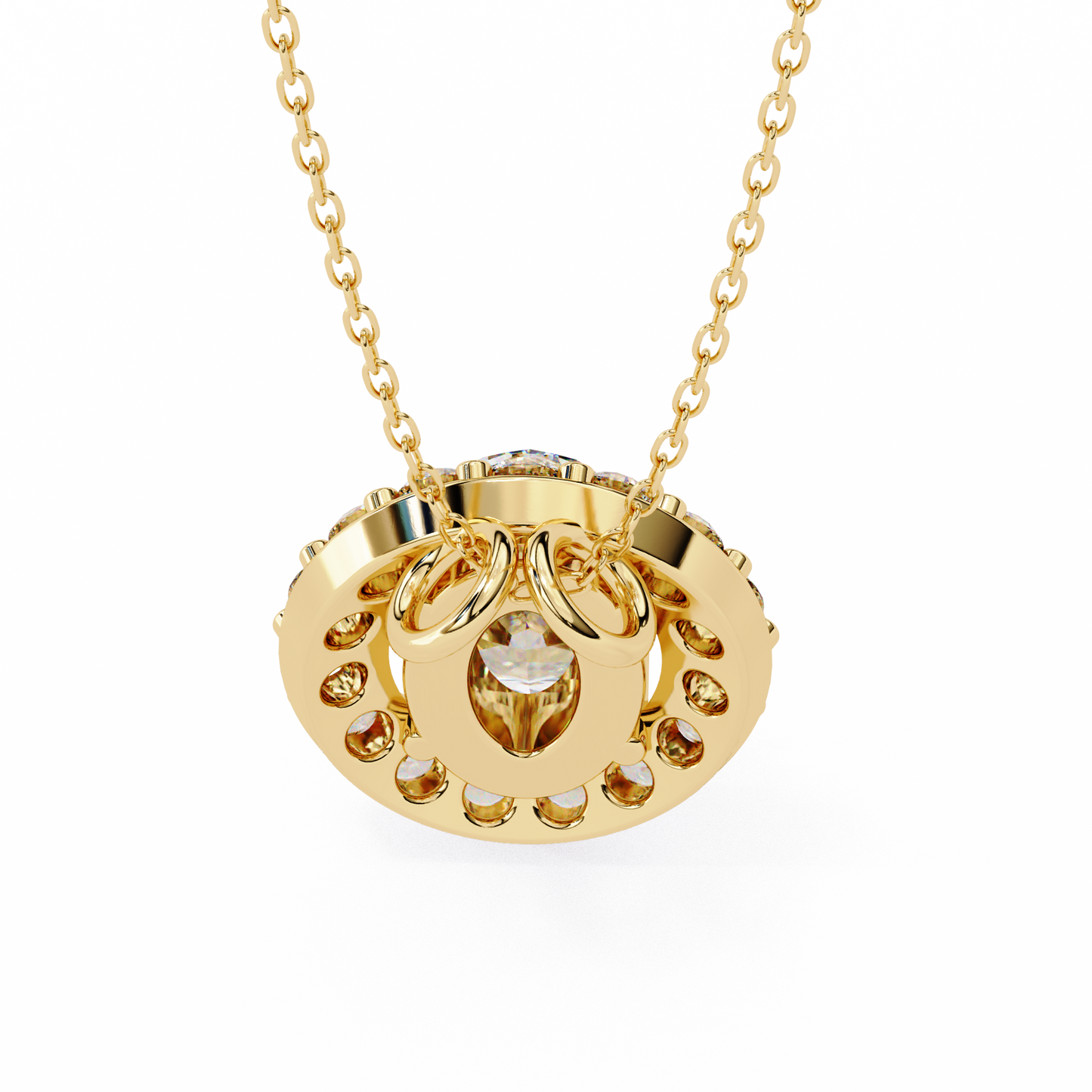 Oval Diamond Double Halo Pendant
