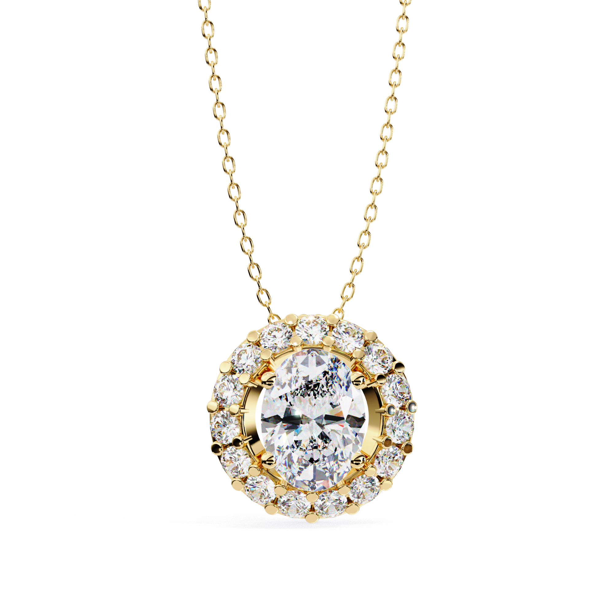 Oval Diamond Double Halo Pendant