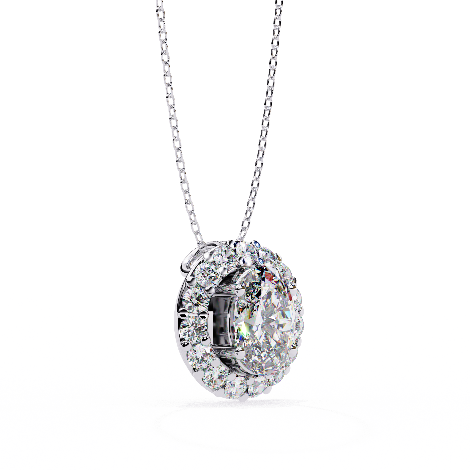 Oval Diamond Double Halo Pendant