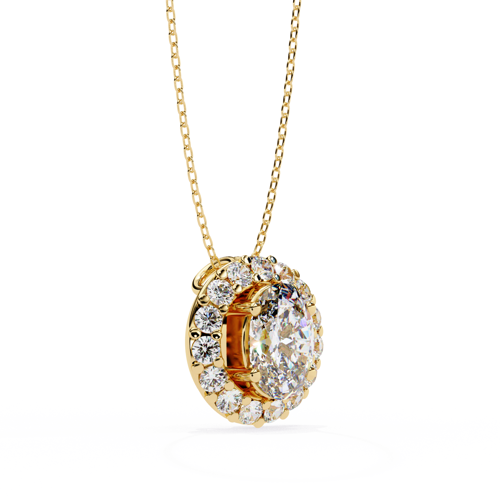 Oval Diamond Double Halo Pendant