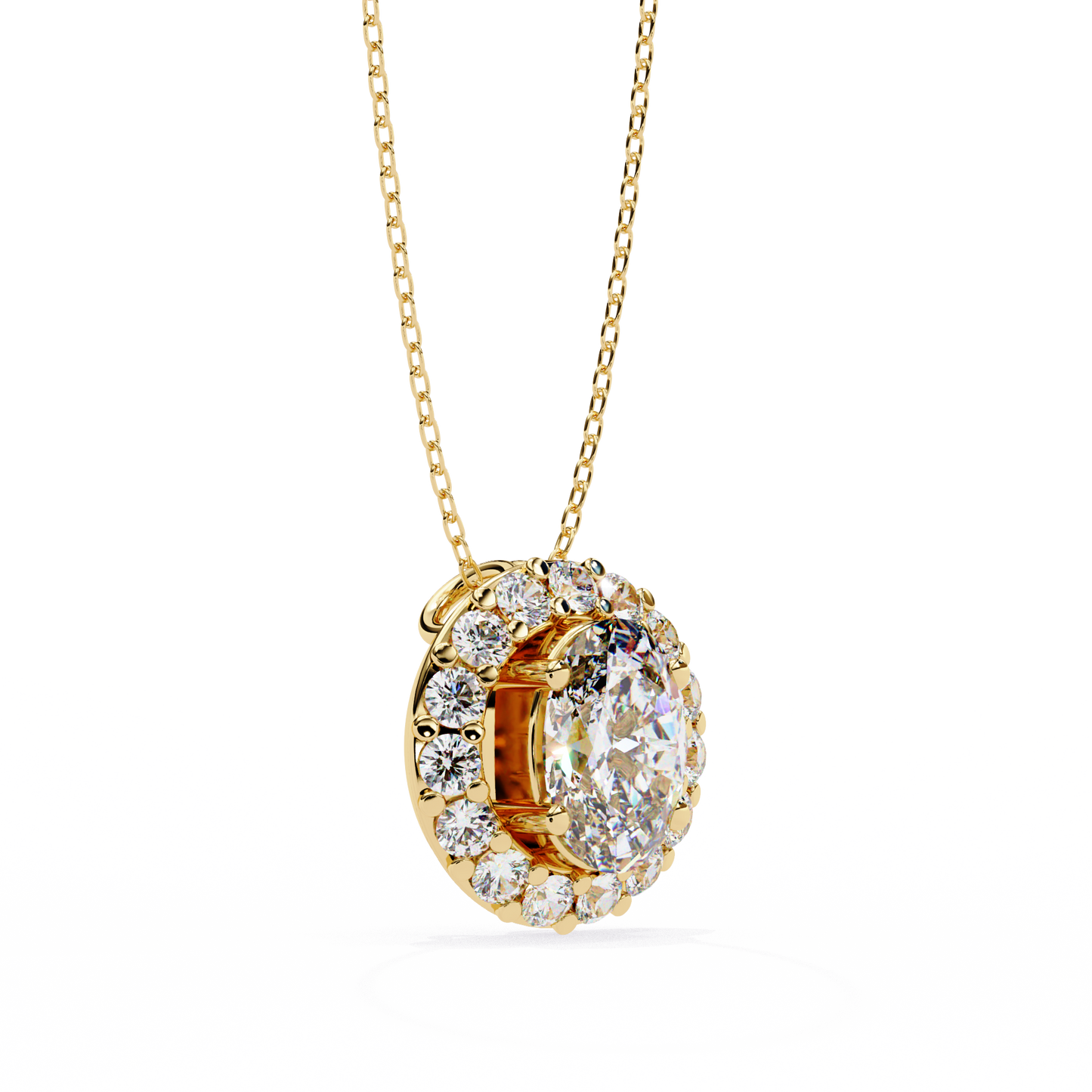 Oval Diamond Double Halo Pendant