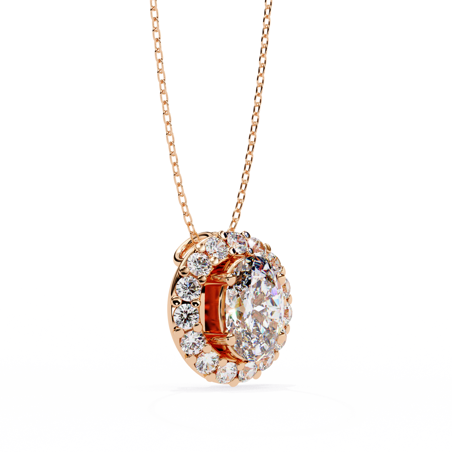 Oval Diamond Double Halo Pendant