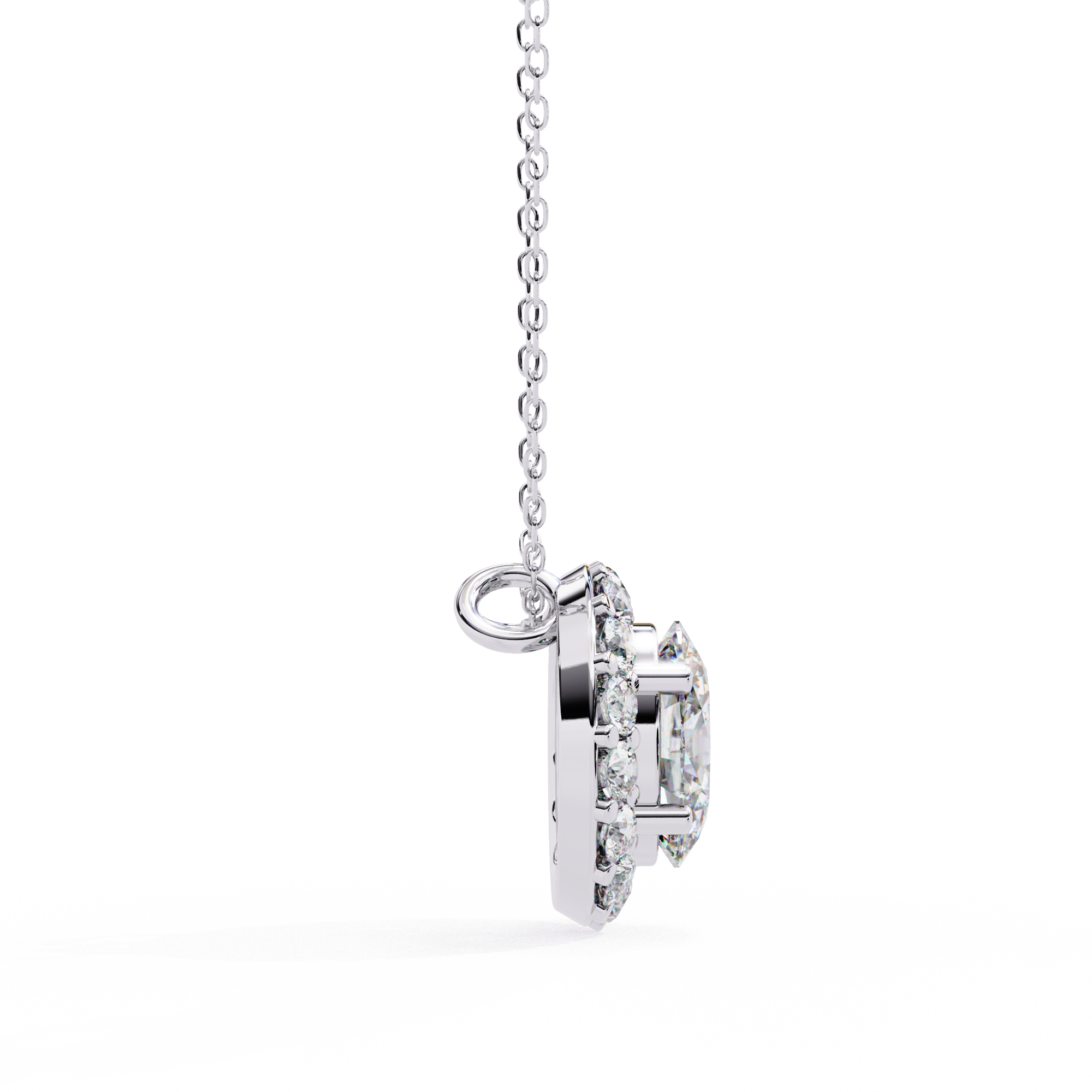 Oval Diamond Double Halo Pendant