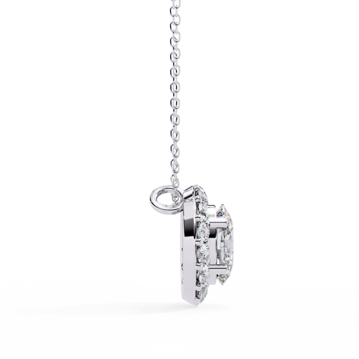 Oval Diamond Double Halo Pendant